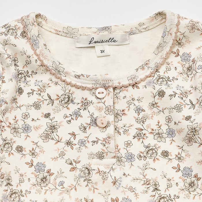 Girls White Floral Cotton Set