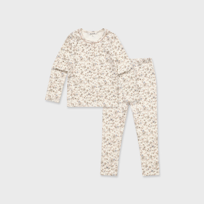 Girls White Floral Cotton Set