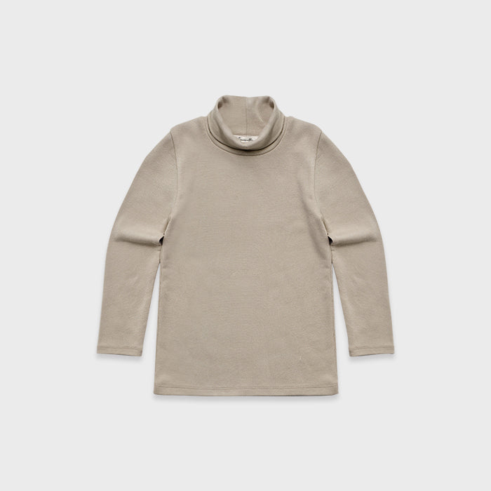 Col roulé en coton beige pour fille