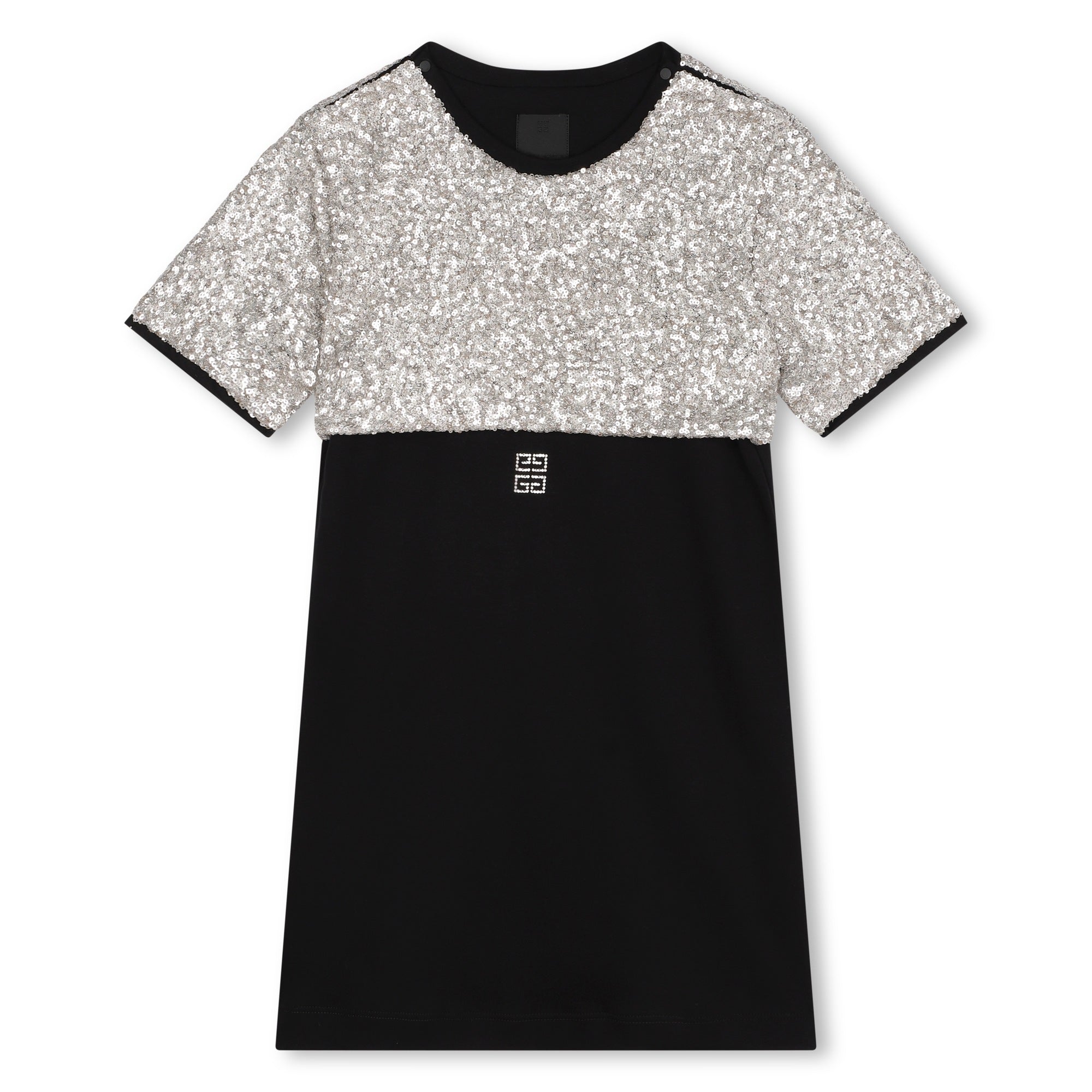 Girls Black Sequin Cotton Dress