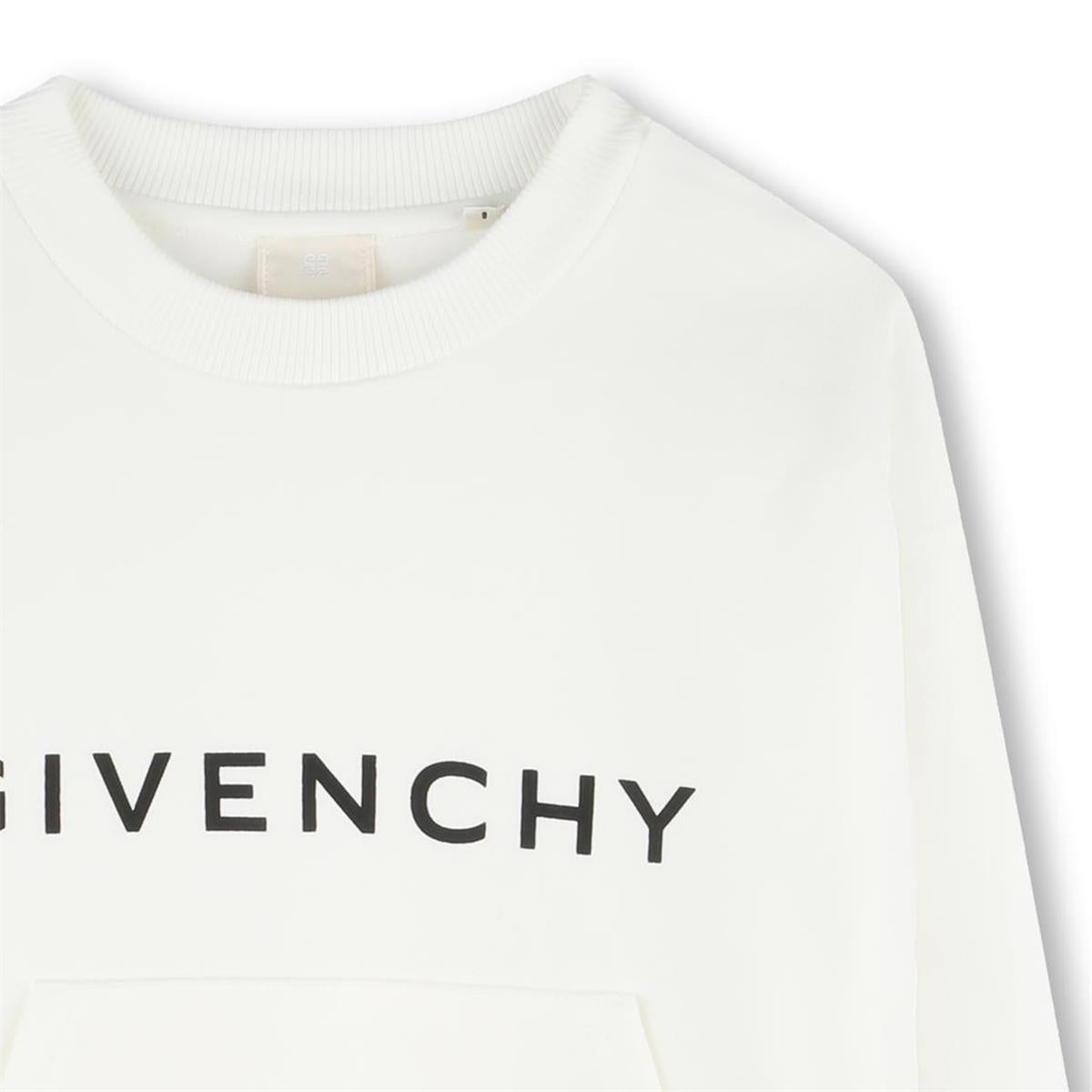 Girls White Logo Cotton Sweatshirt