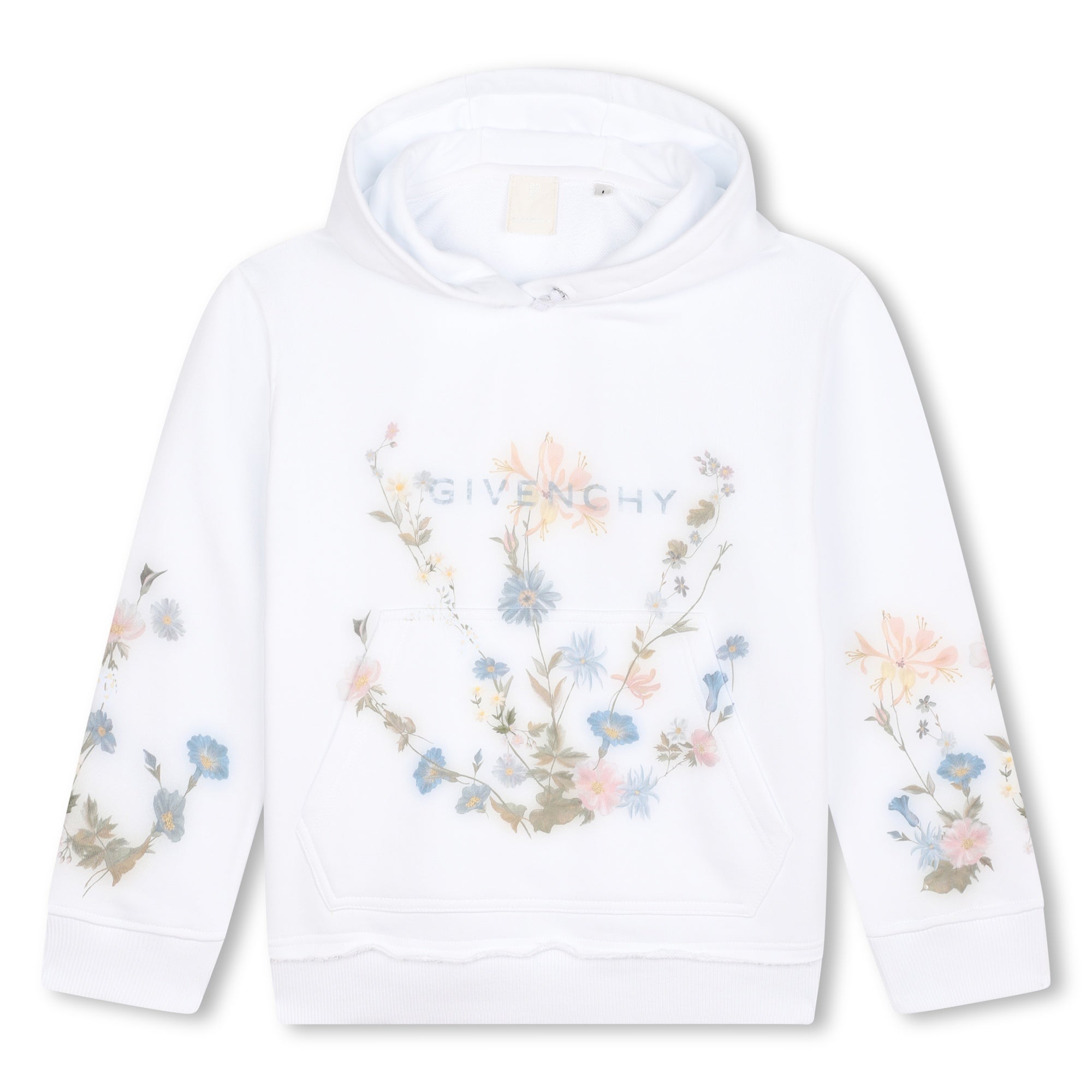 Girls White Hooded Cotton Sweatshirt