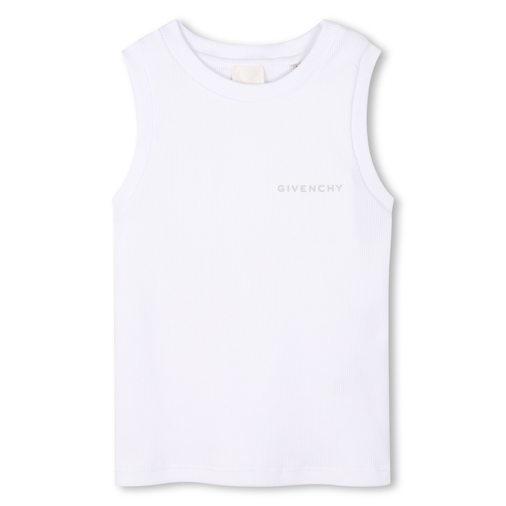 Boys White Printed Logo Cotton Vest