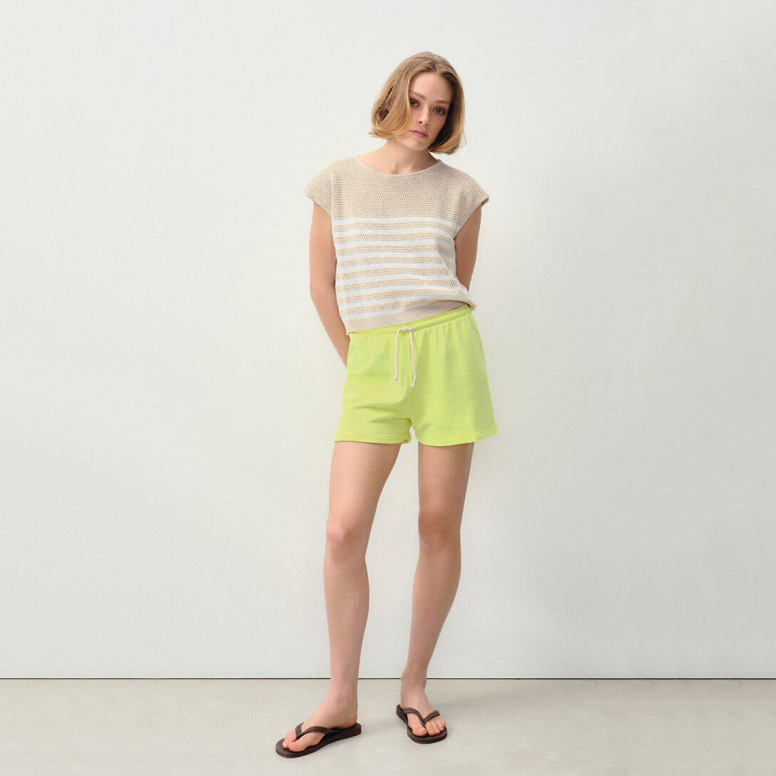 Women Fluo Green Cotton Shorts