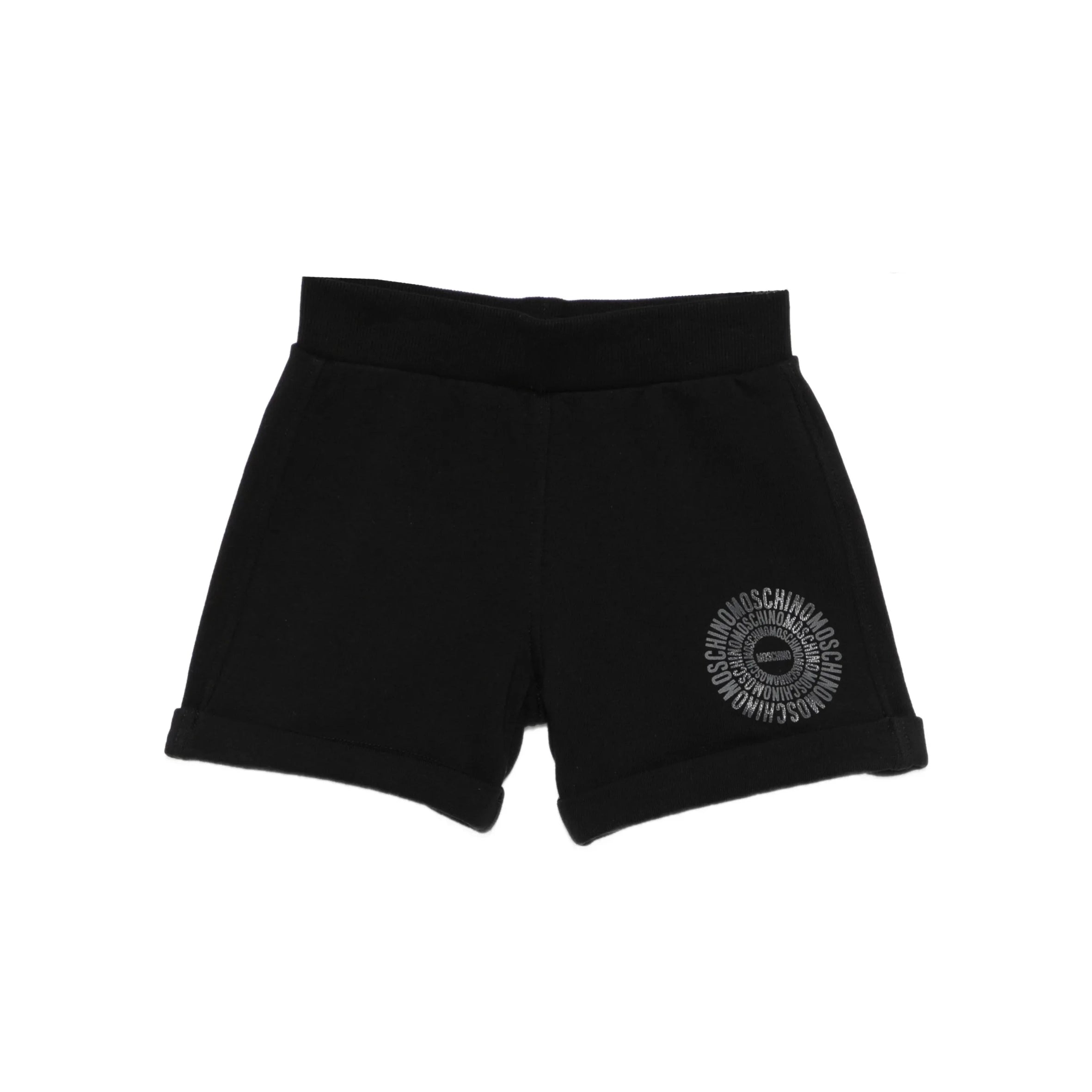 Girls Black Circle Logo Cotton Shorts