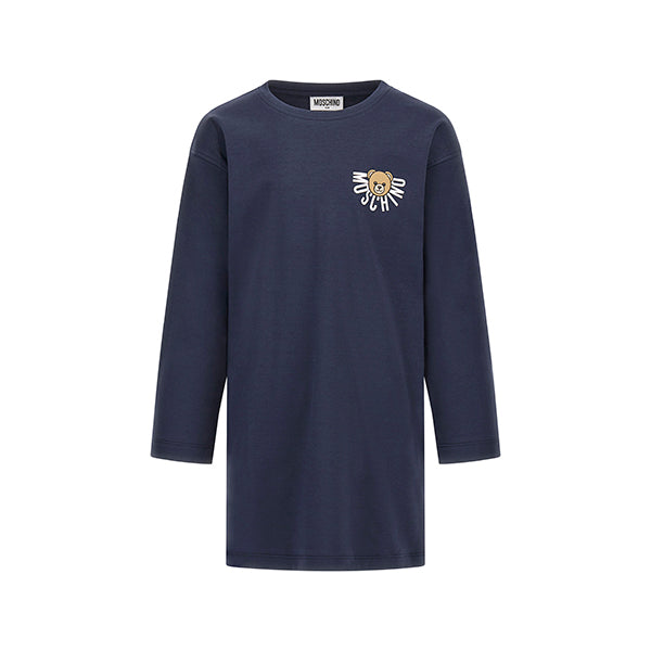 Girls Navy Printed Cotton Dress