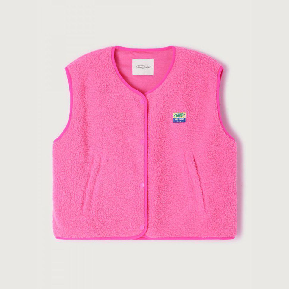 Women Bright Pink Sherpa Gilet