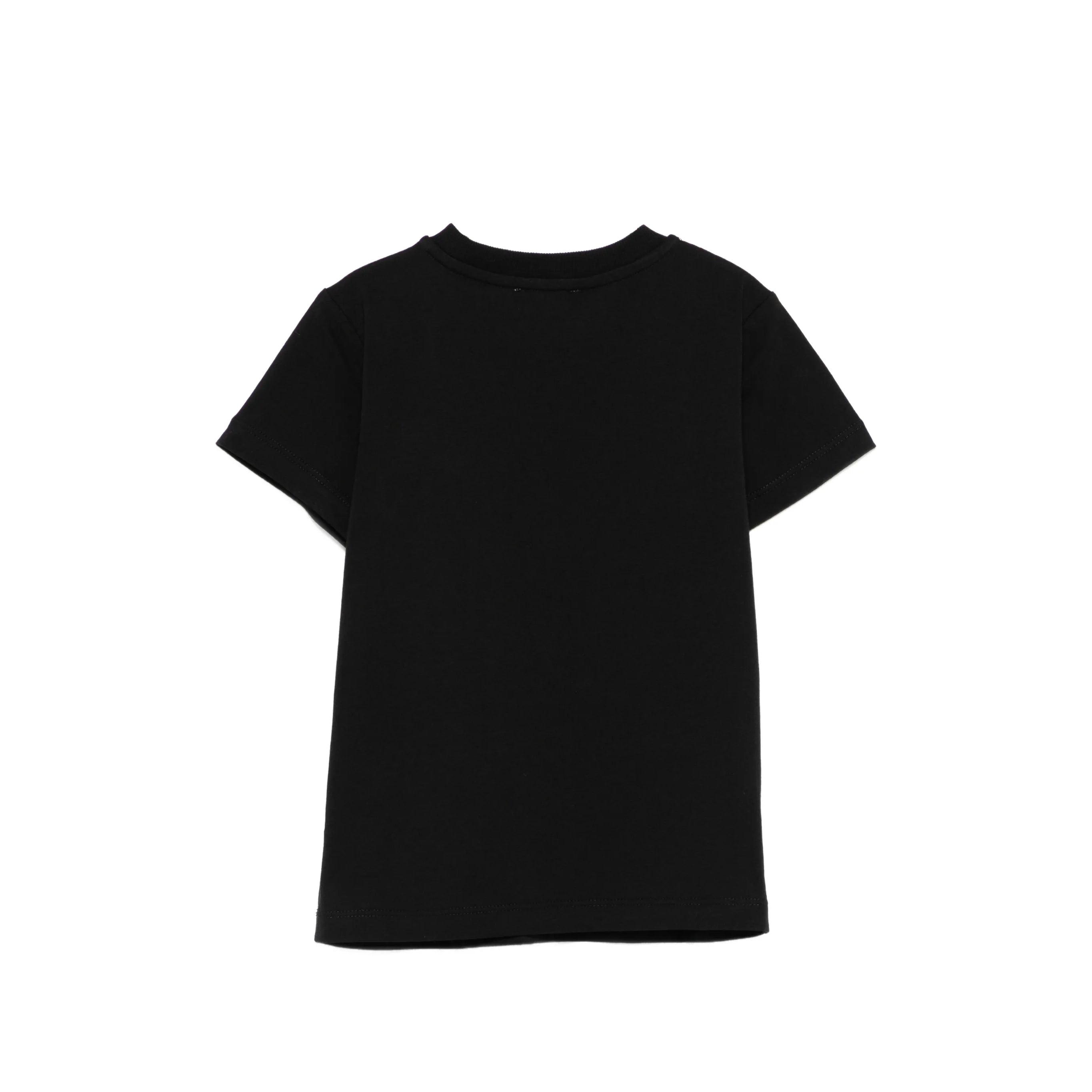 Boys & Girls Black Embroidered Logo Cotton T-Shirt