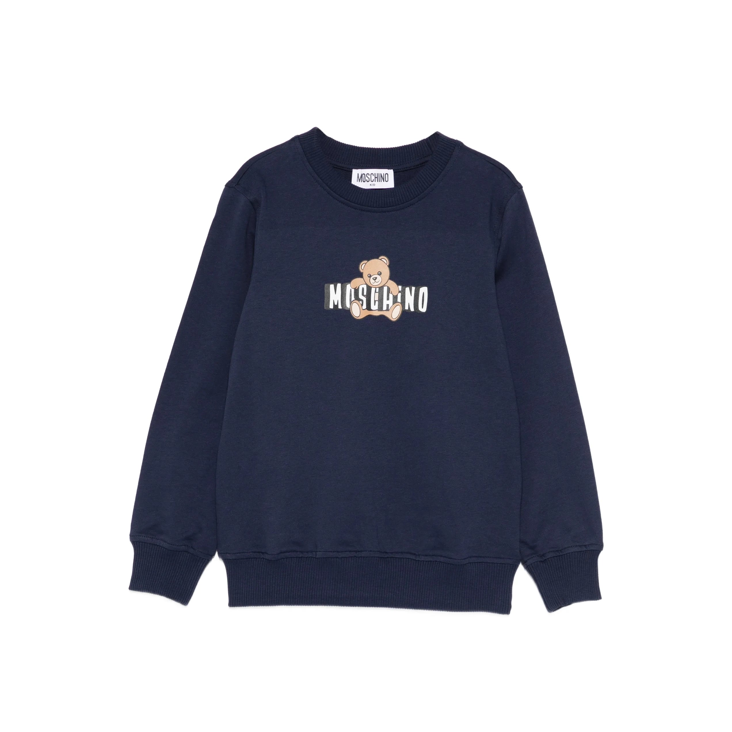 Boys & Girls Navy Bear Printed Cotton Sweatshirt