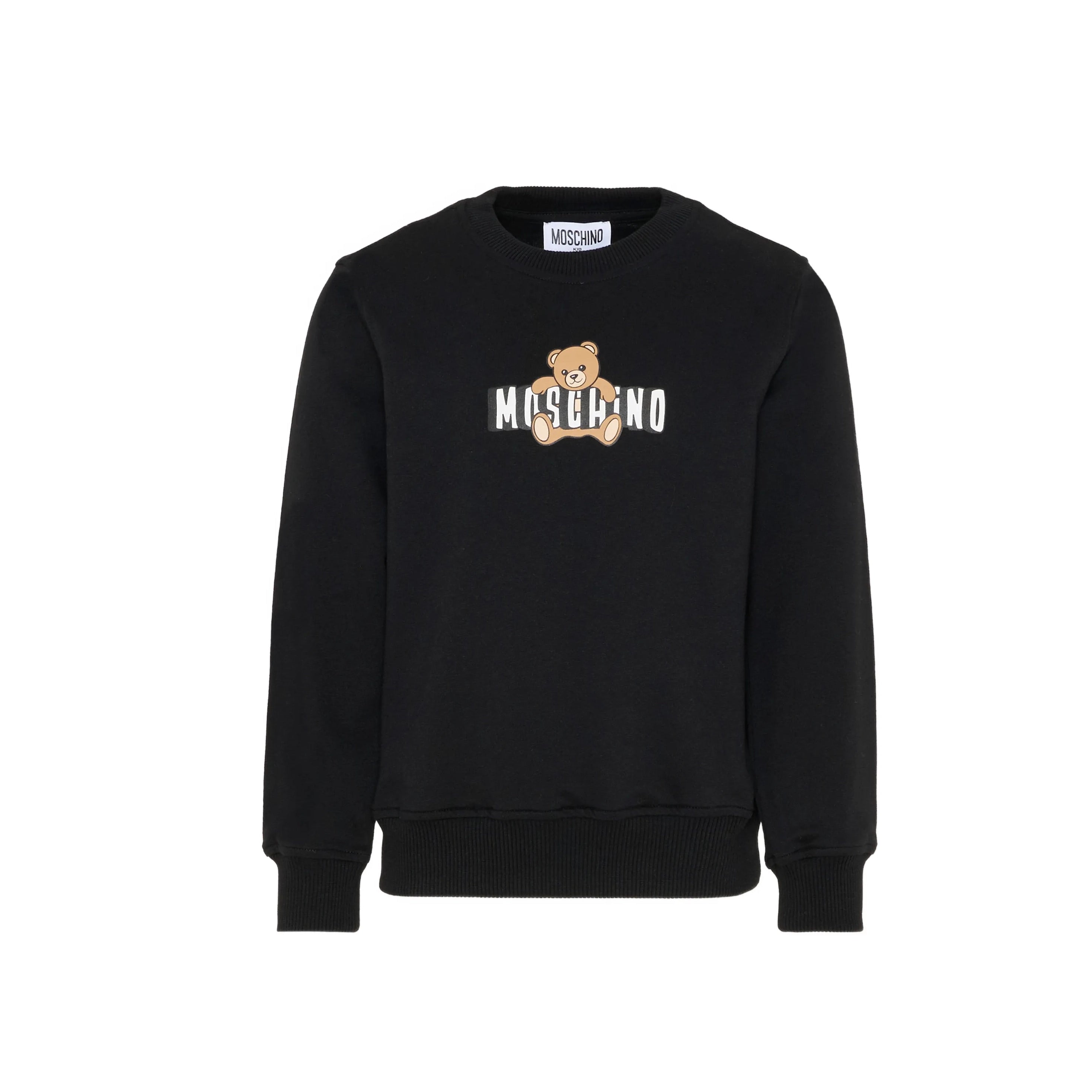 Boys & Girls Black Bear Printed Cotton Sweatshirt