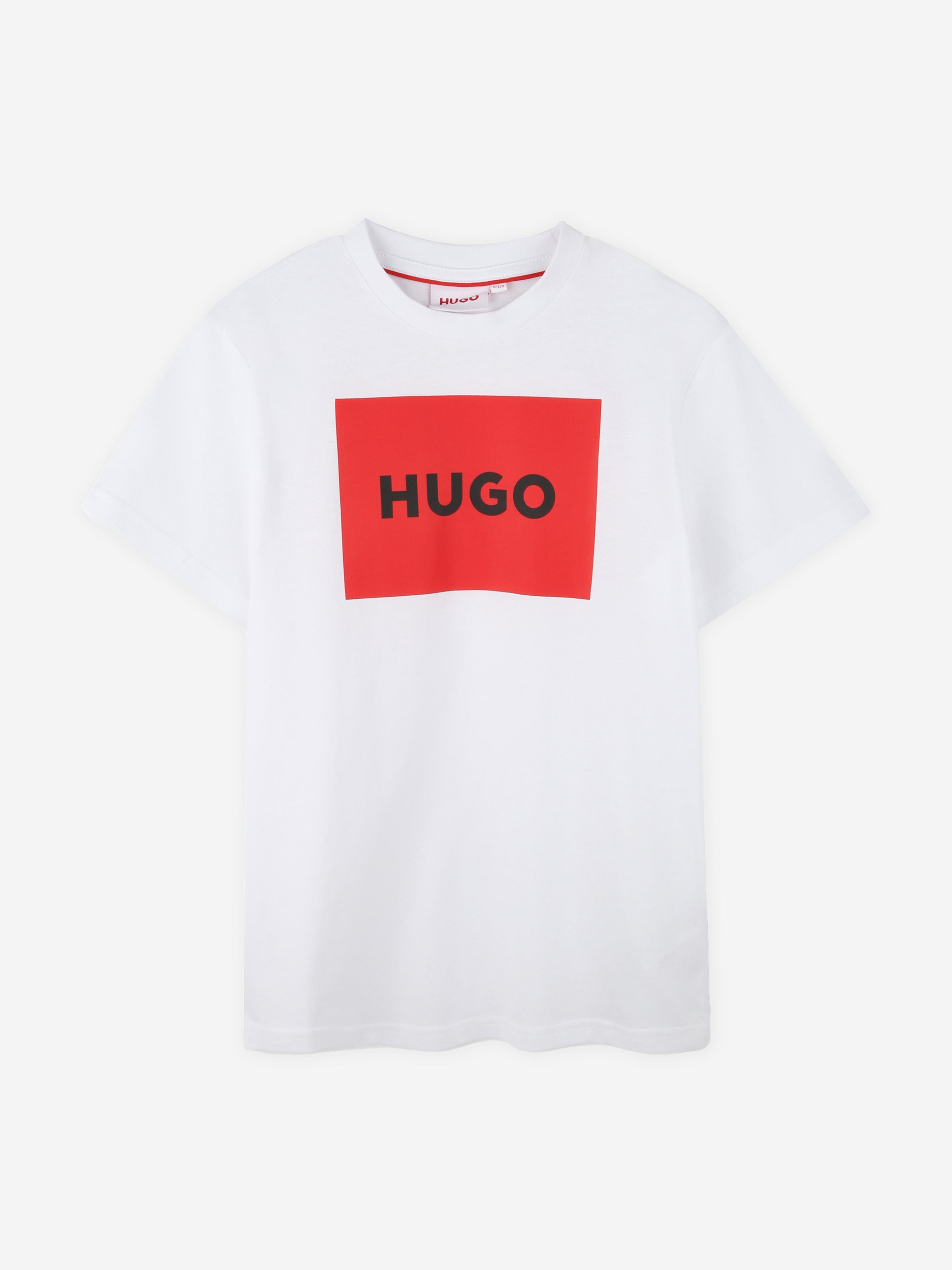 Hugo Boys Logo Print T-Shirt in White