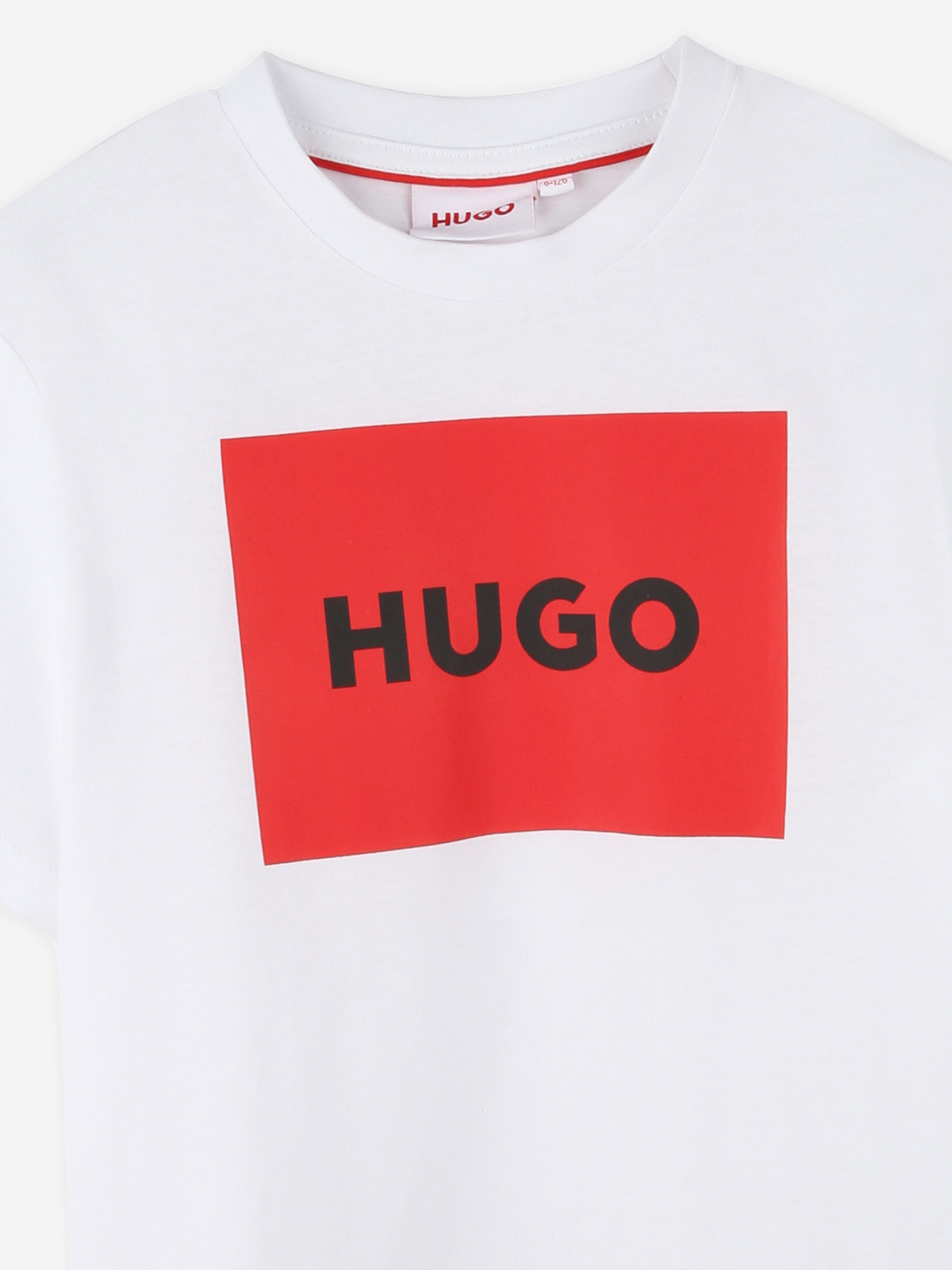 Hugo Boys Logo Print T-Shirt in White