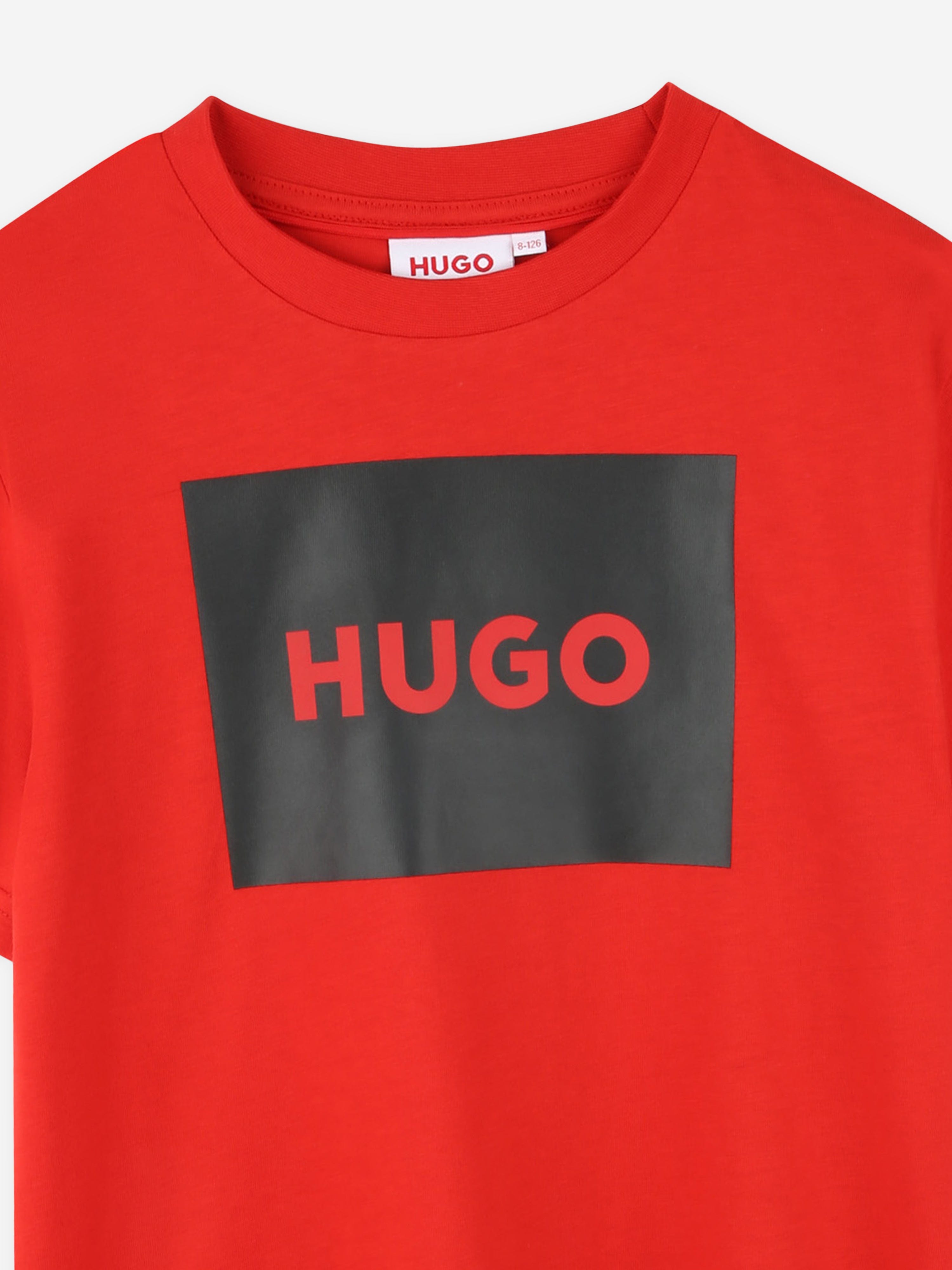 Hugo Boys Logo Print T-Shirt in Red