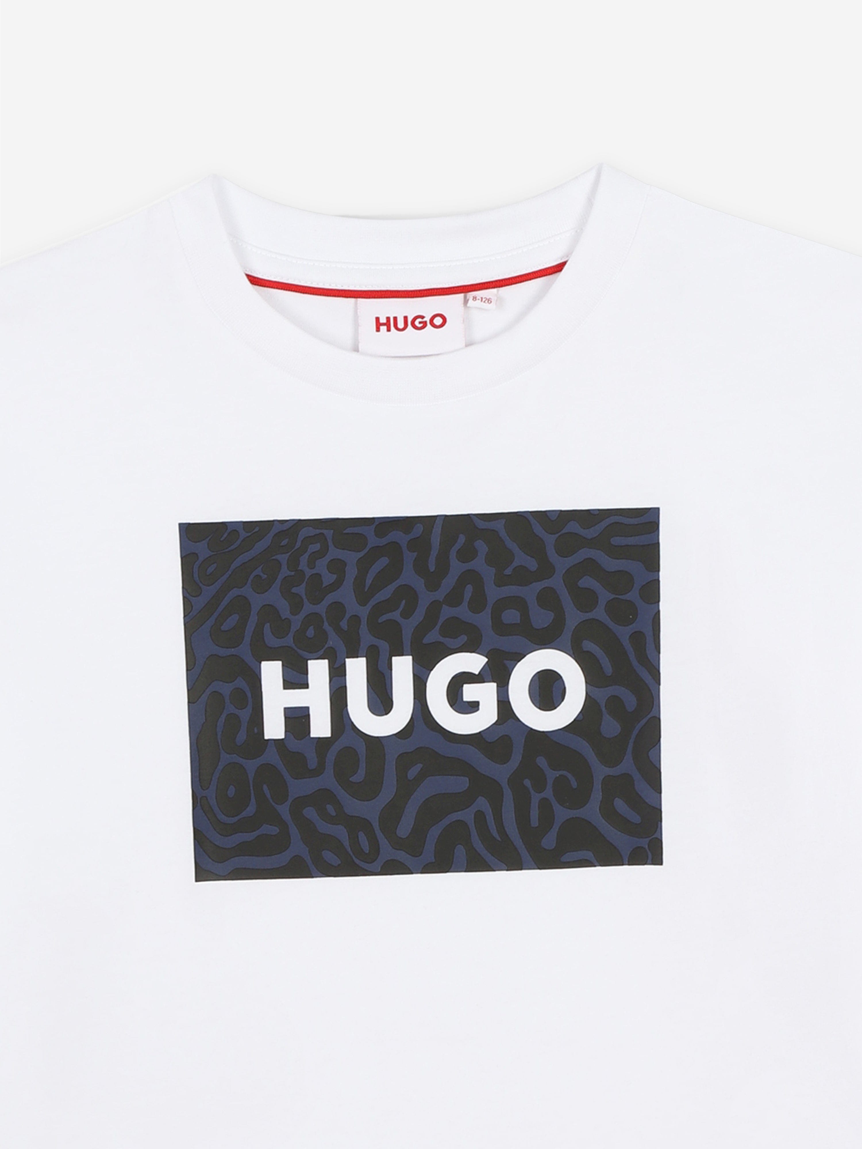 Hugo Boys Logo Print T-Shirt in White