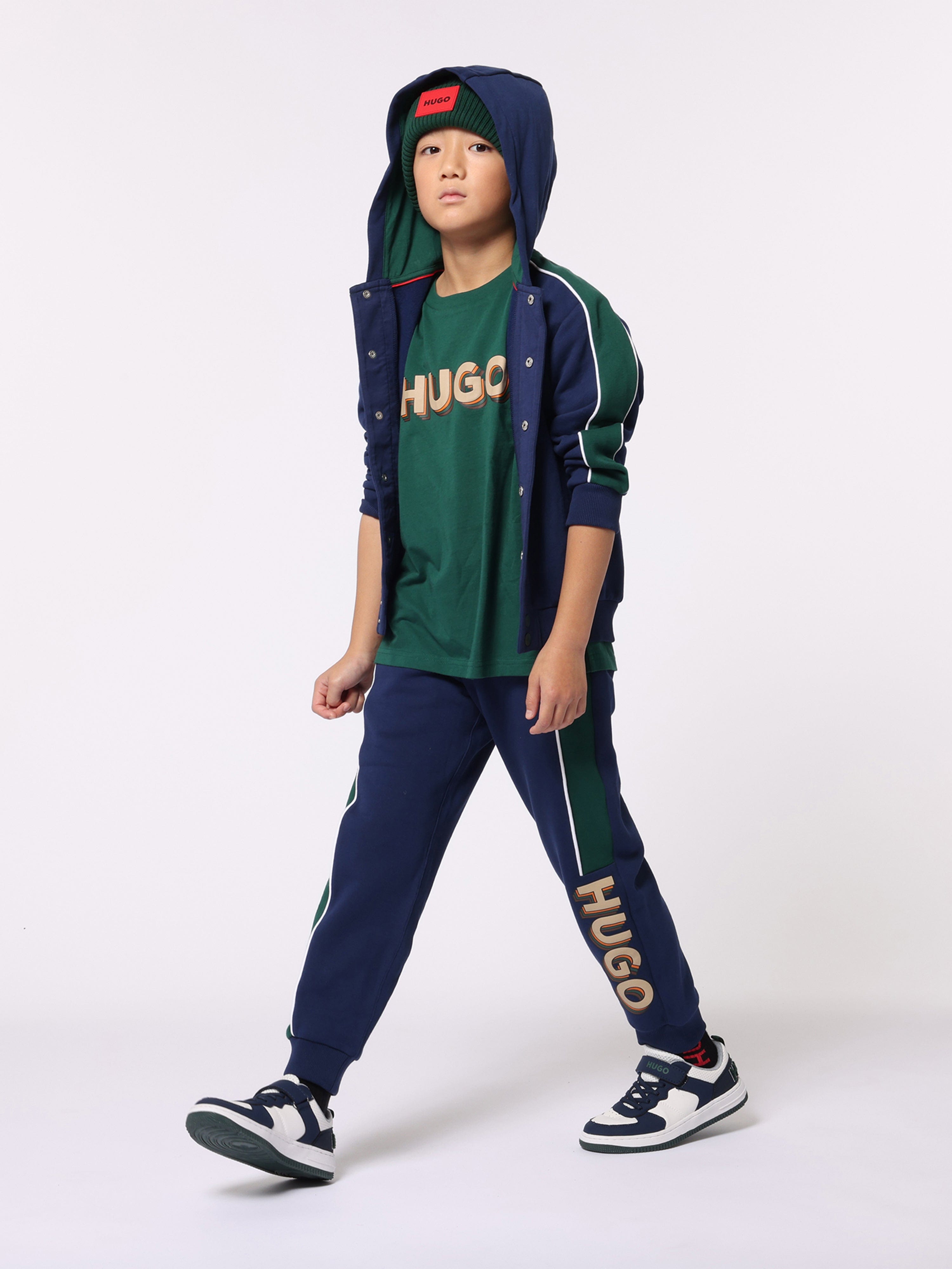 Hugo Boys Logo Print T-Shirt in Green