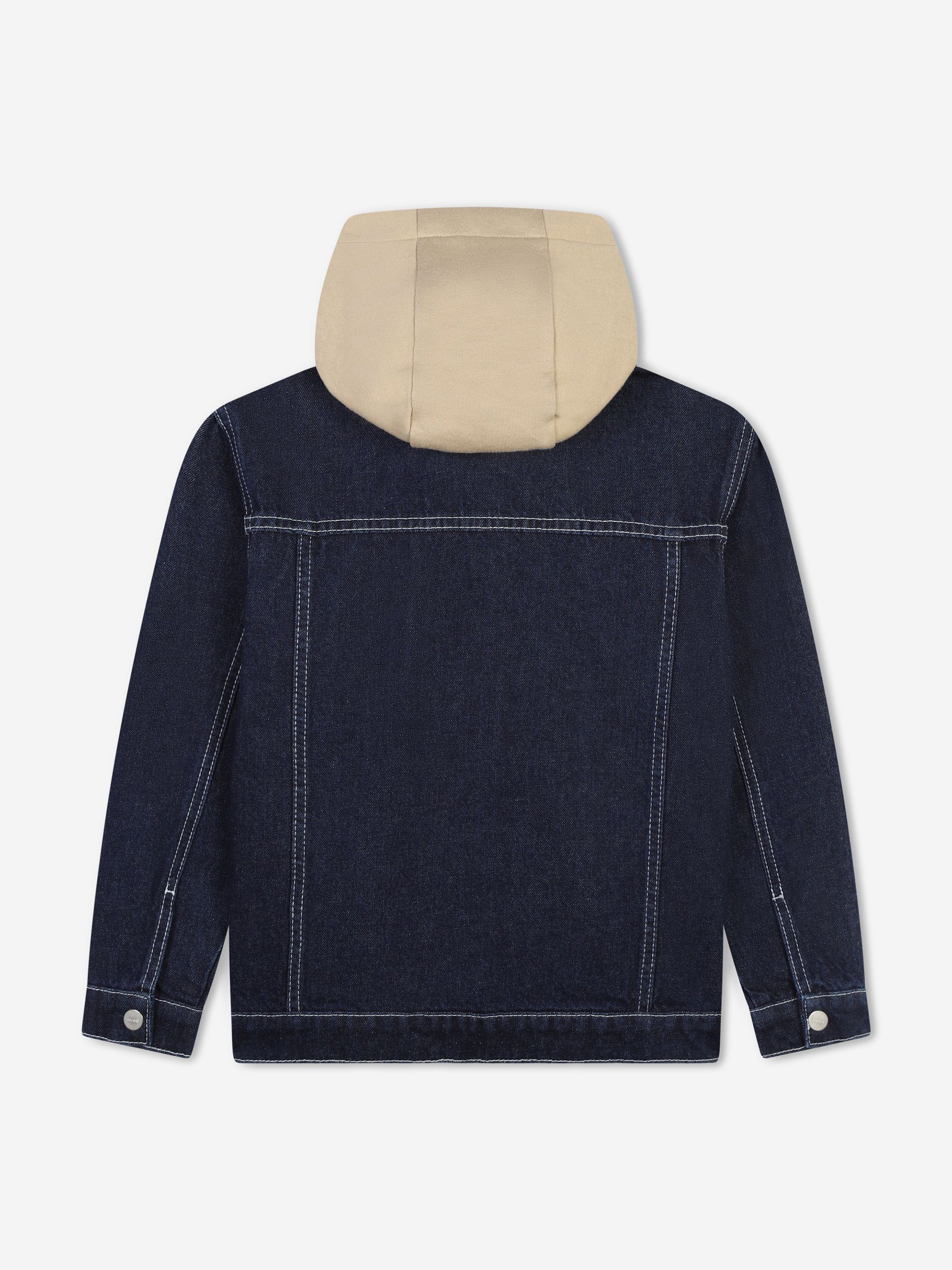 Hugo Boys Hooded Denim Jacket in Blue