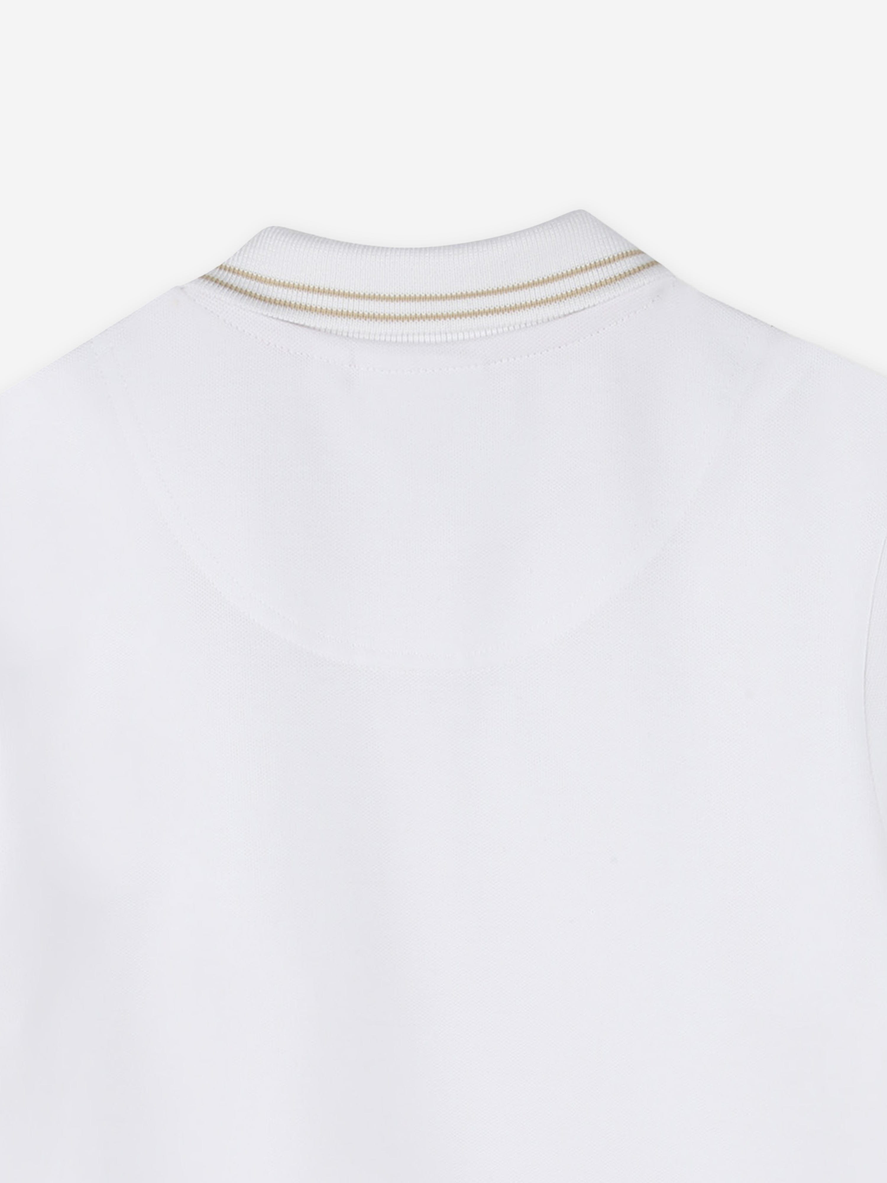 Hugo Boys Logo Print Polo Shirt in White