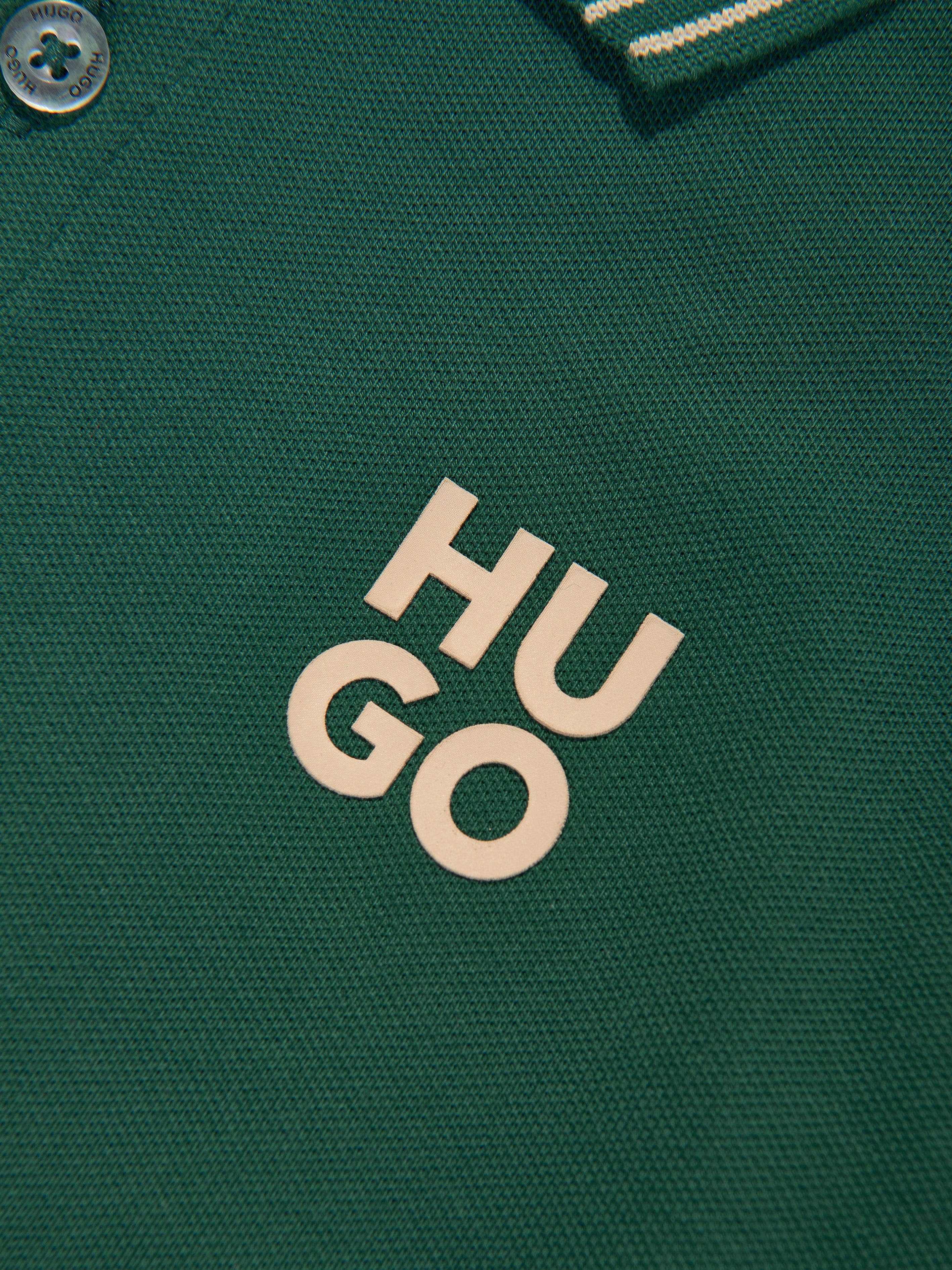 Hugo Boys Logo Print Polo Shirt in Green