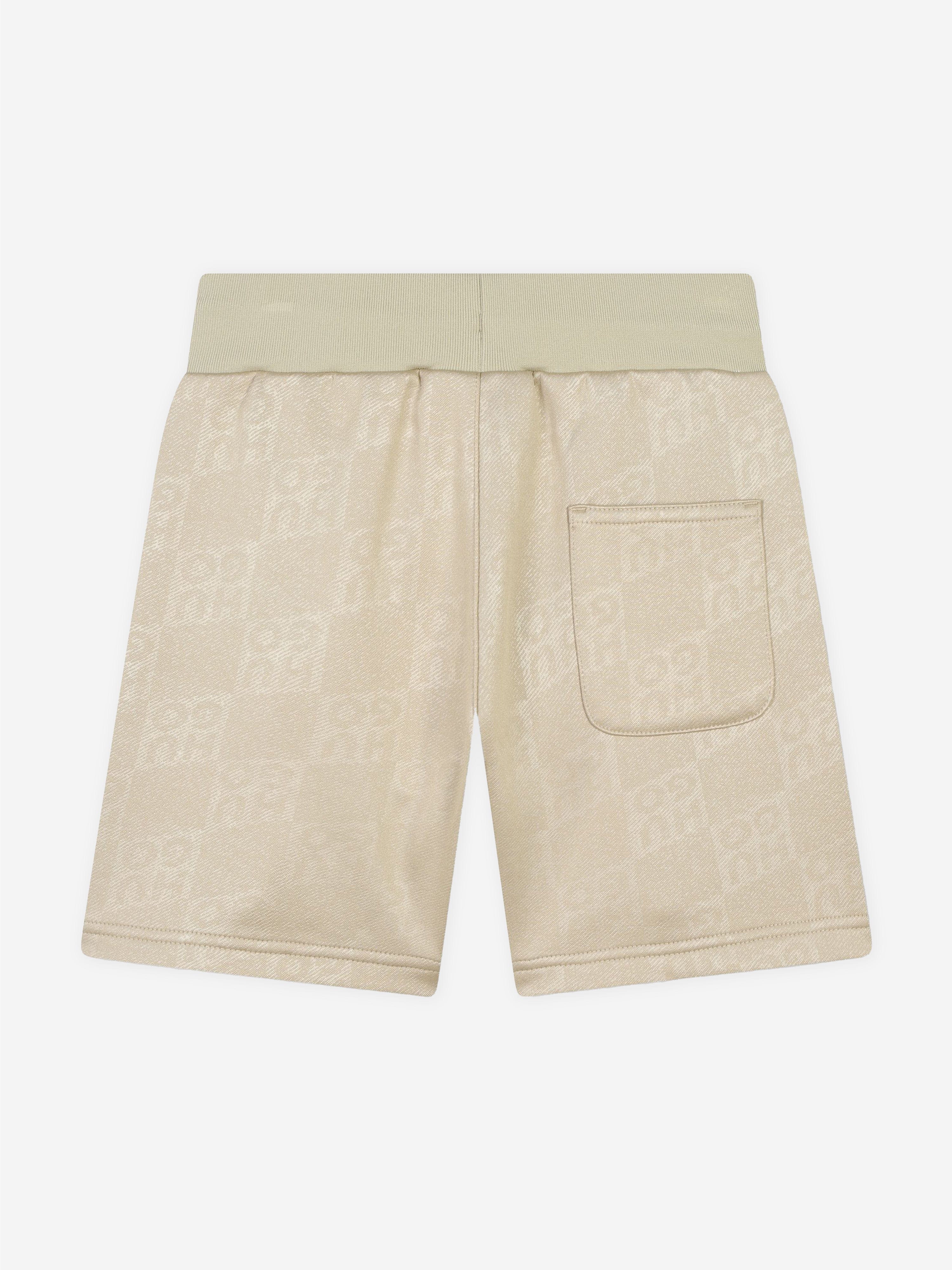 Hugo Boys Logo Shorts in Beige