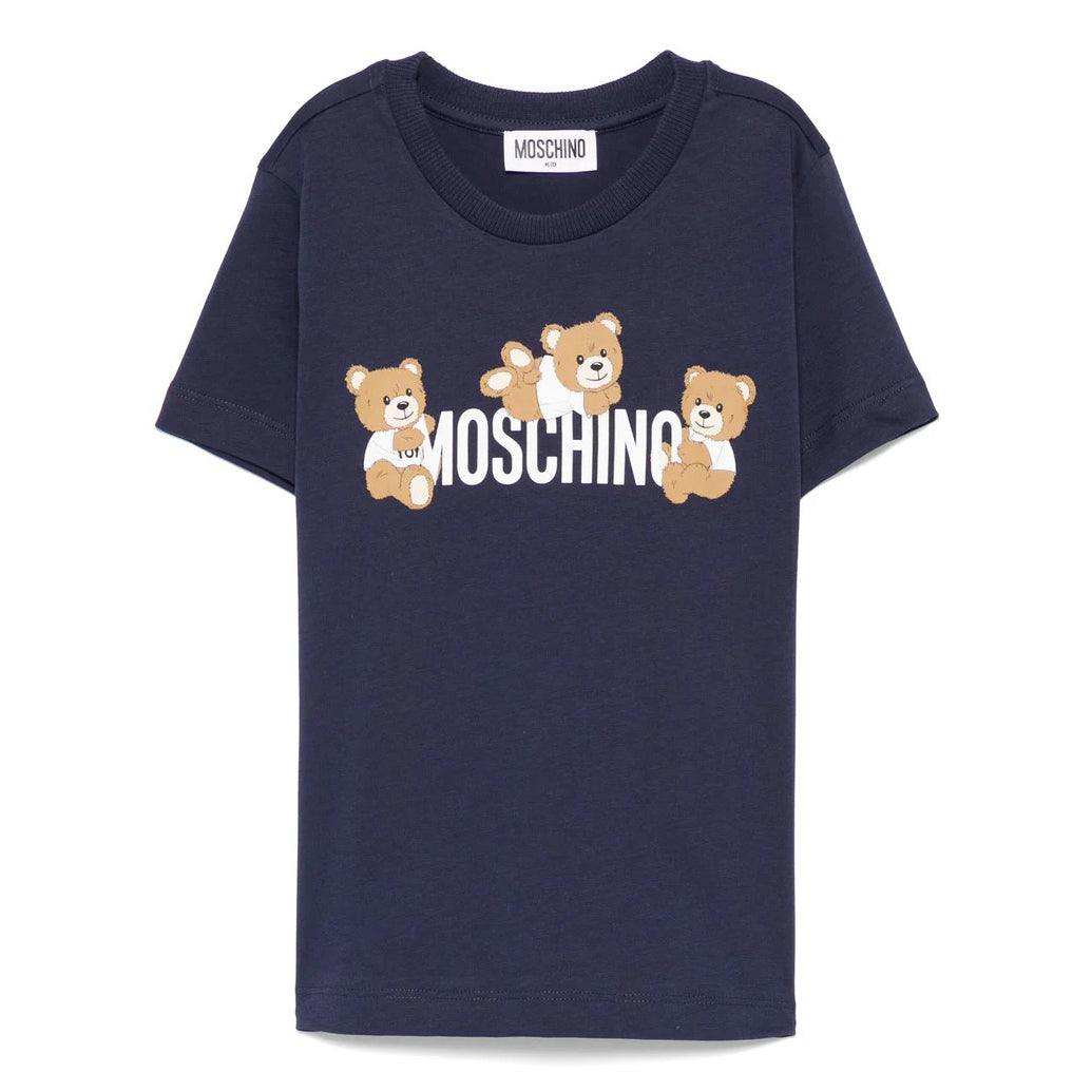Boys & Girls Navy Blue Printed Logo Cotton T-Shirt