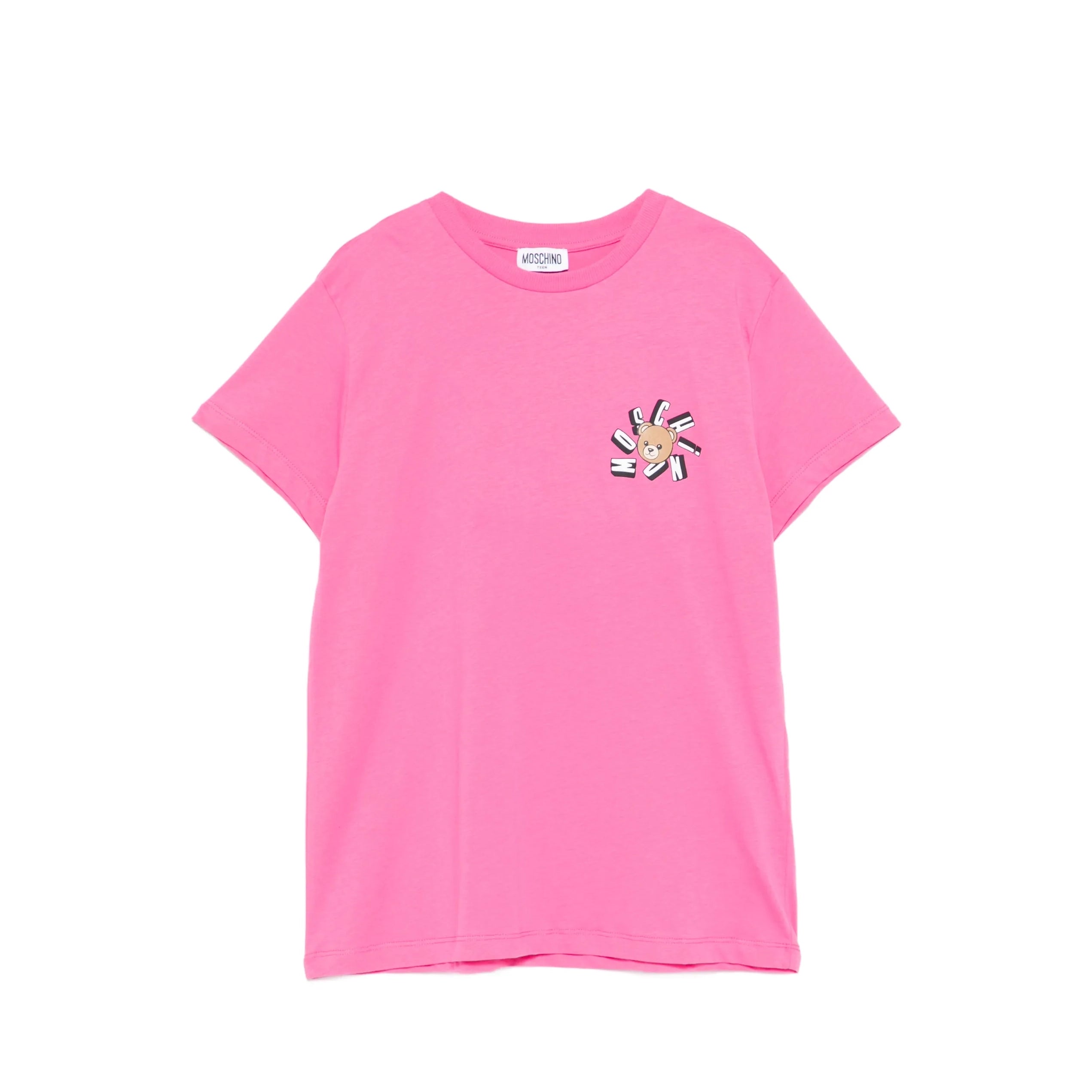 Boys & Girls Pink Bear Printed Cotton T-Shirt