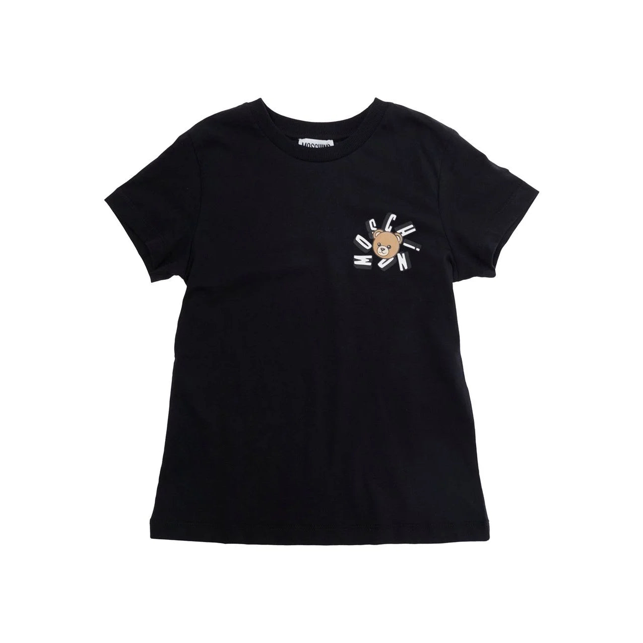Boys & Girls Black Bear Printed Cotton T-Shirt