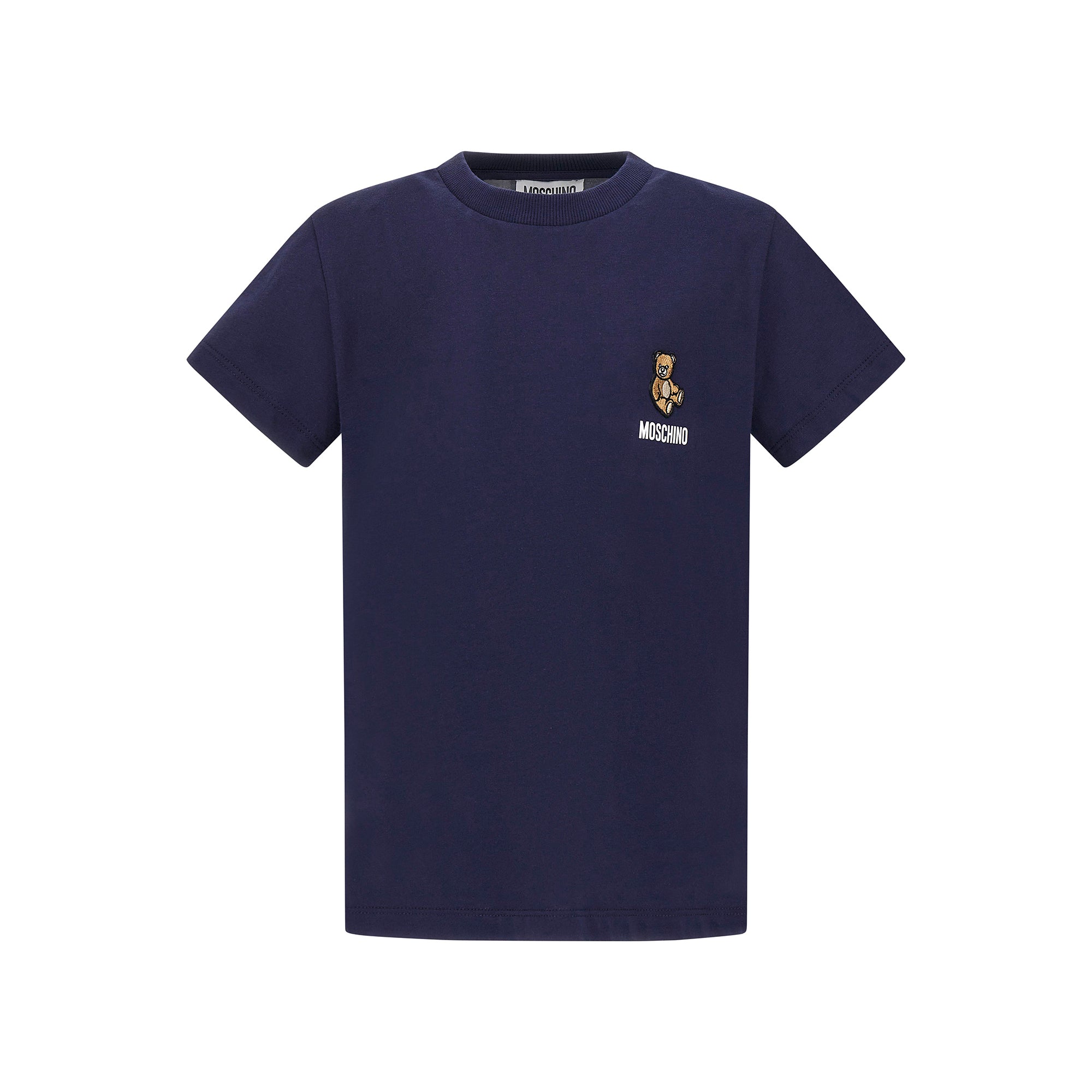 Boys & Girls Navy Embroidered Bear Cotton T-Shirt
