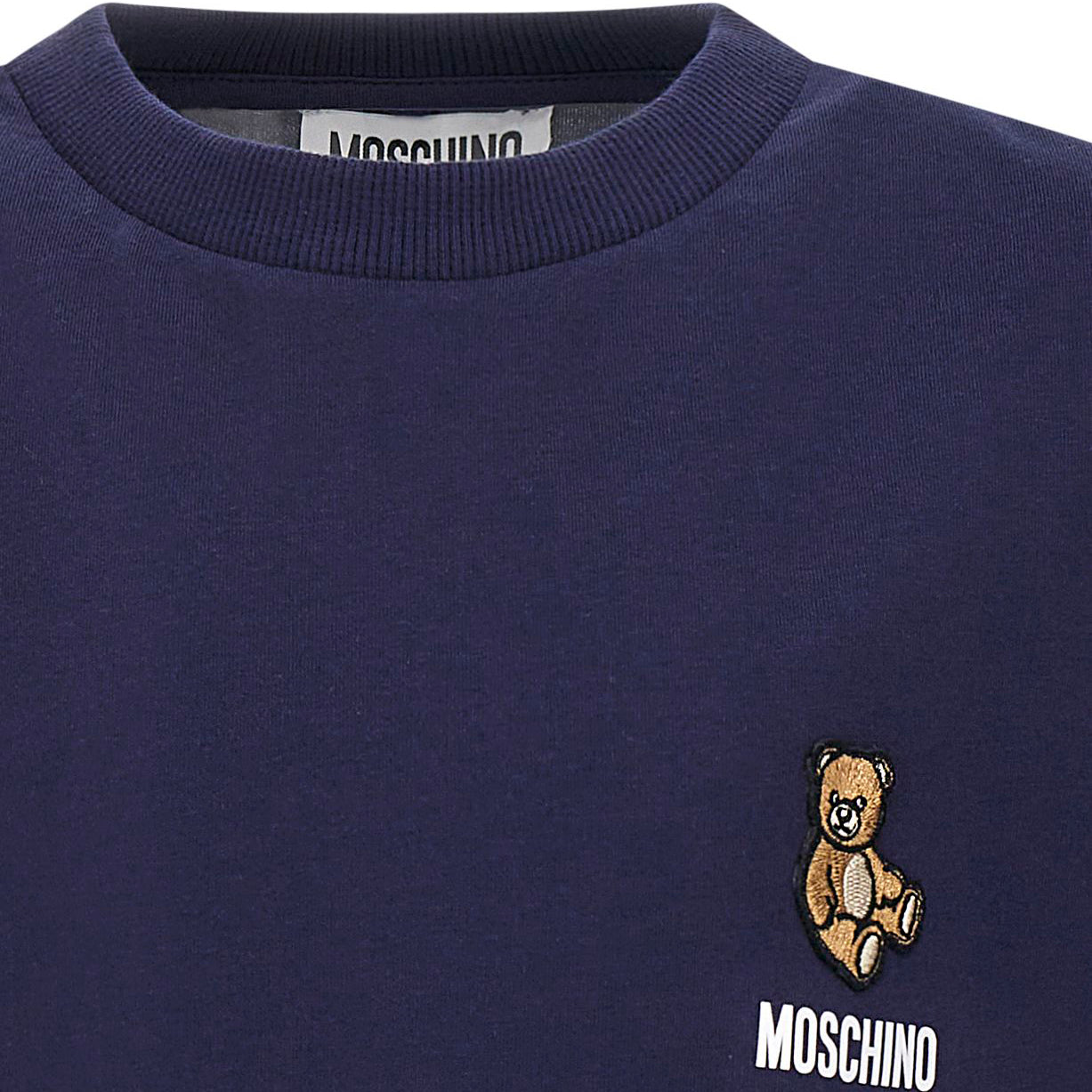 Boys & Girls Navy Embroidered Bear Cotton T-Shirt