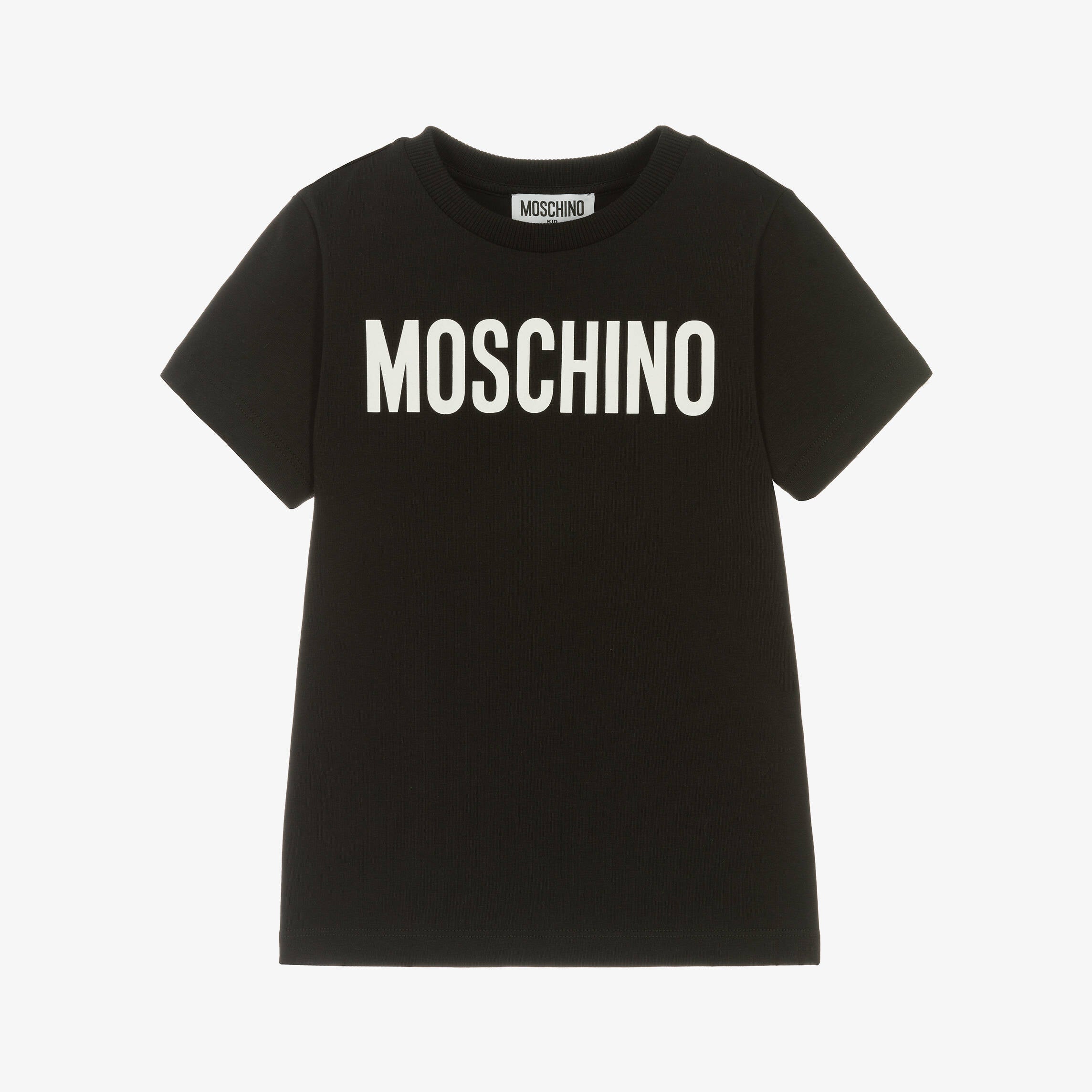 Boys & Girls Black Logo Cotton T-Shirt