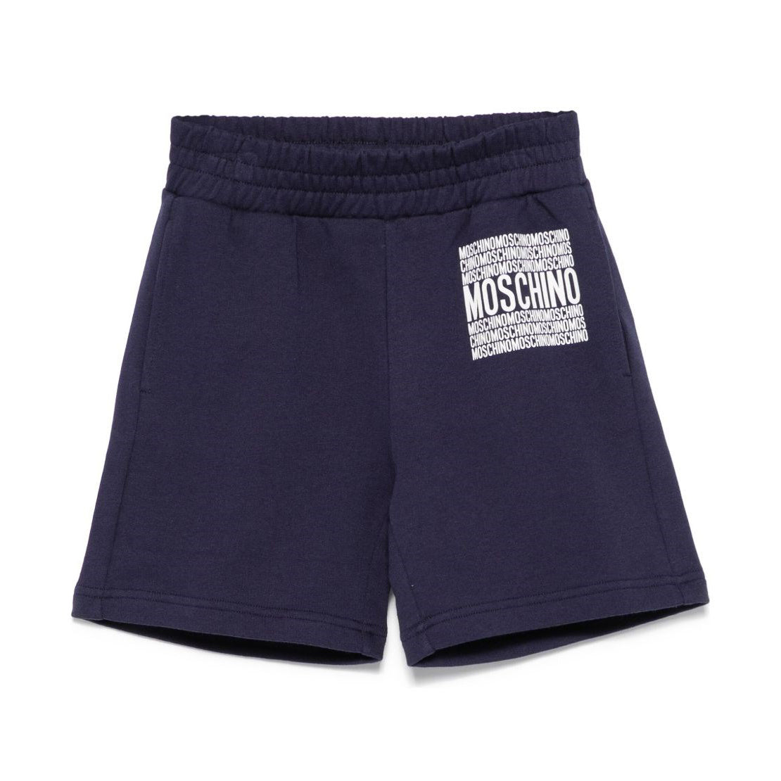 Boys Navy Blue Printed Logo Cotton Shorts