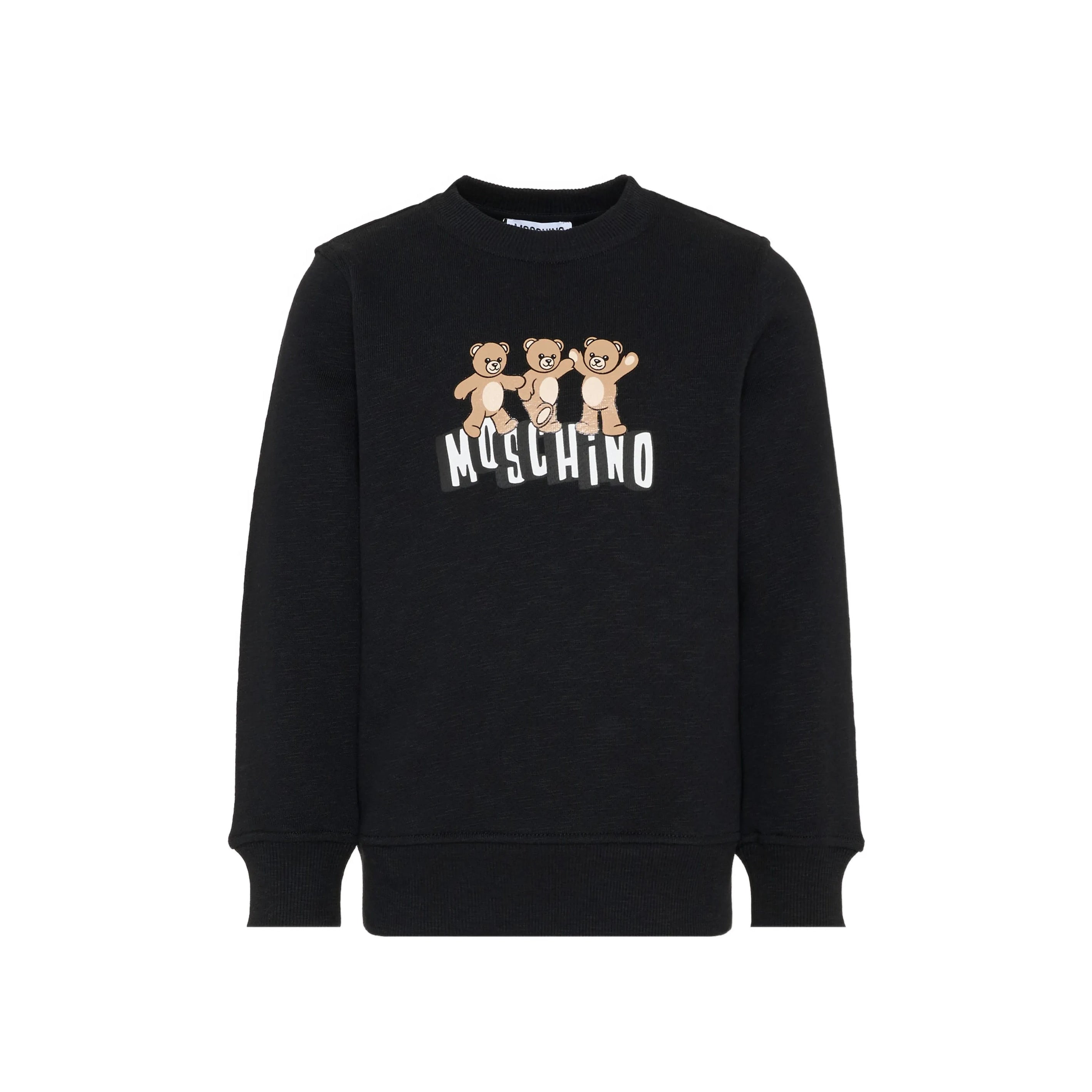 Boys & Girls Black Bear Printed Cotton Sweatshirt