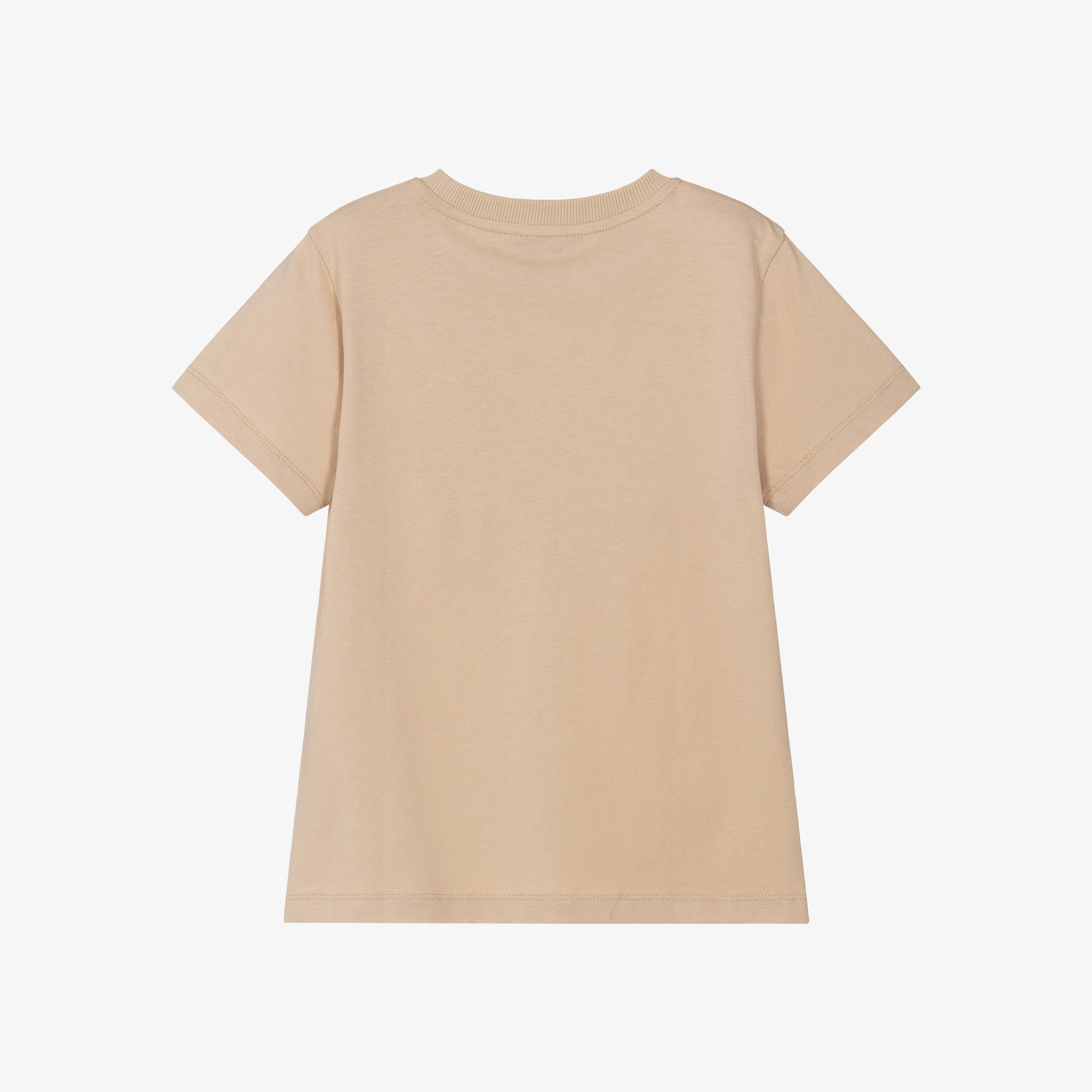 Boys & Girls Beige Circular Logo Cotton T-Shirt