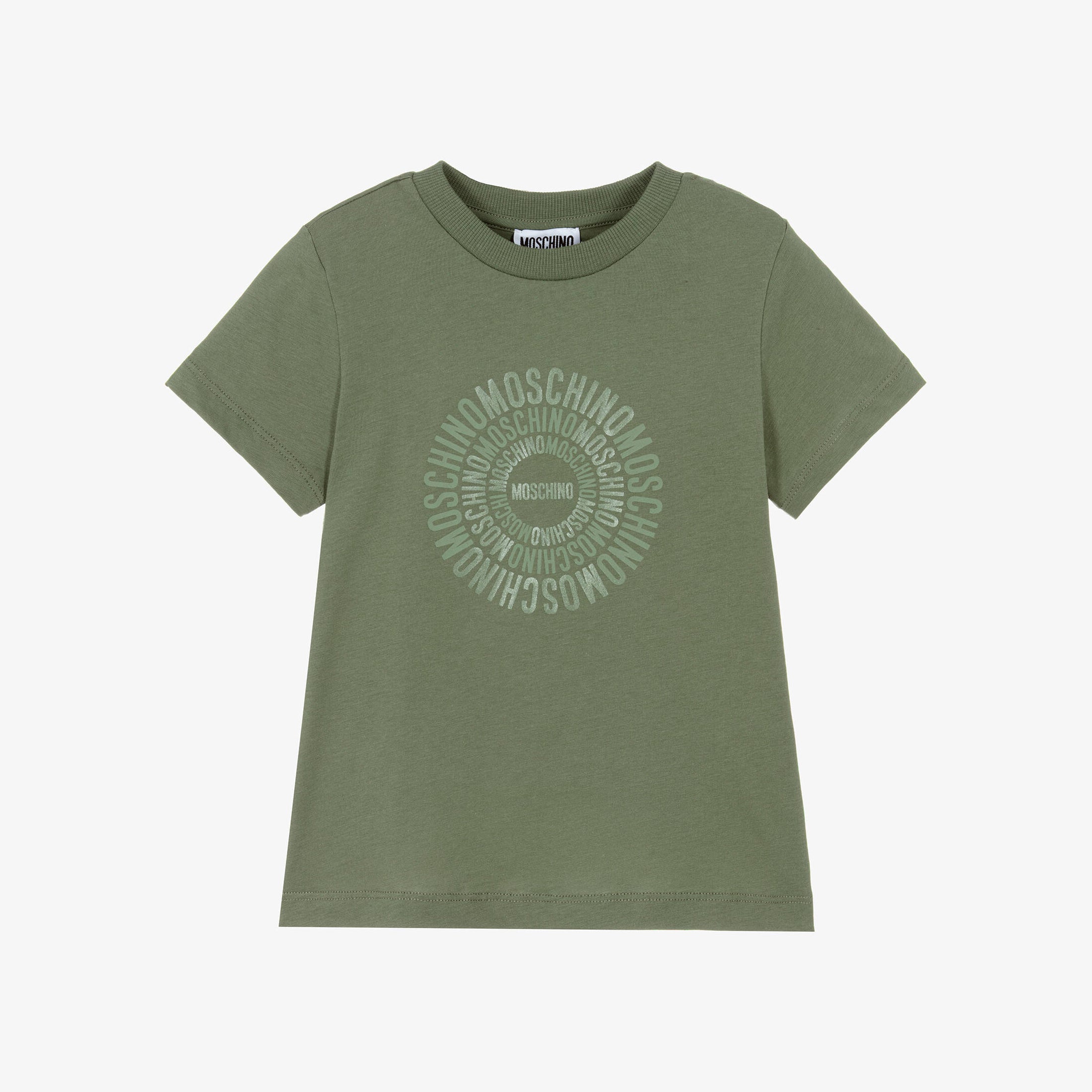 Boys & Girls Green Circular Logo Cotton T-Shirt