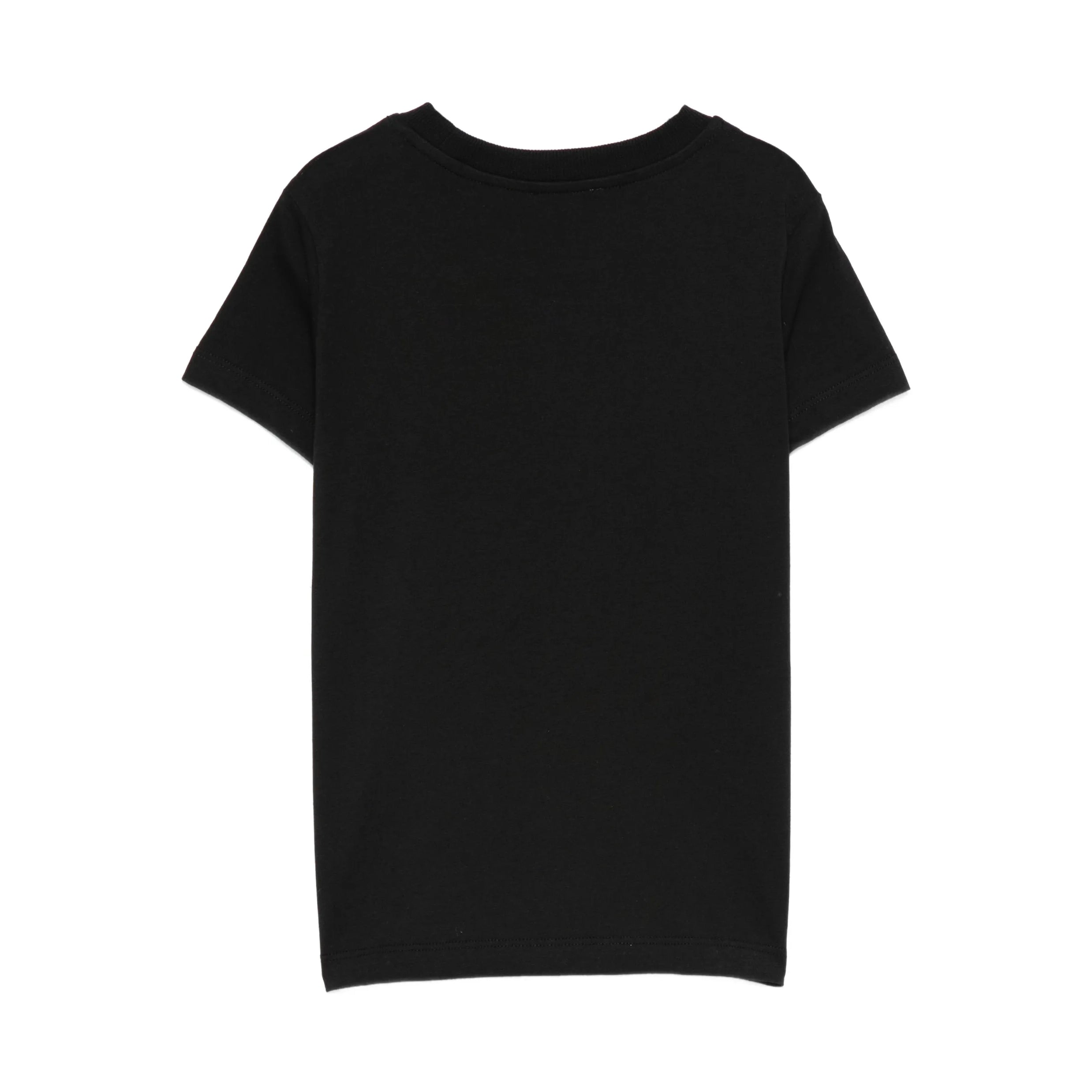 Boys & Girls Black Circular Logo Cotton T-Shirt