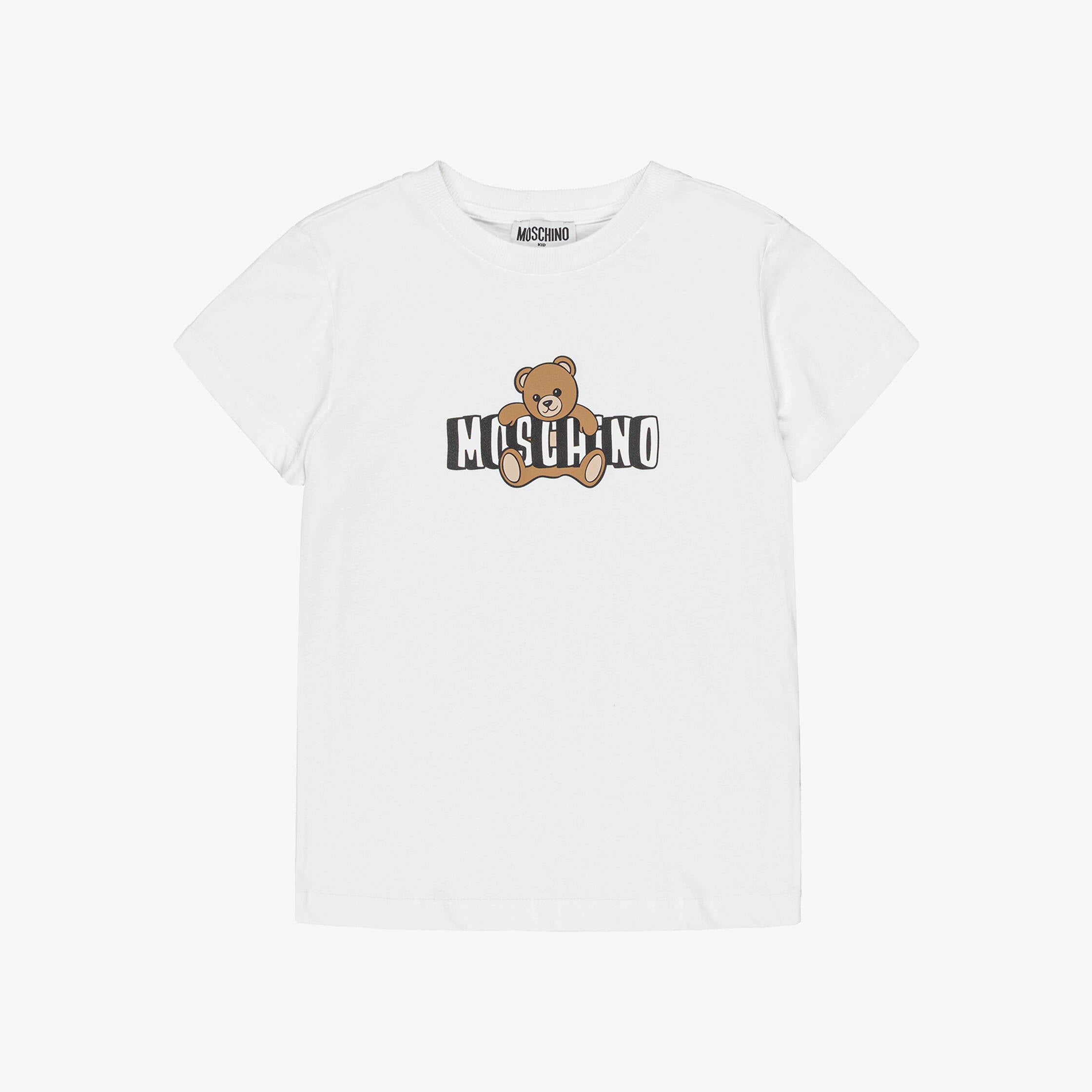 Boys & Girls White Teddy Bear Printed Cotton T-Shirt