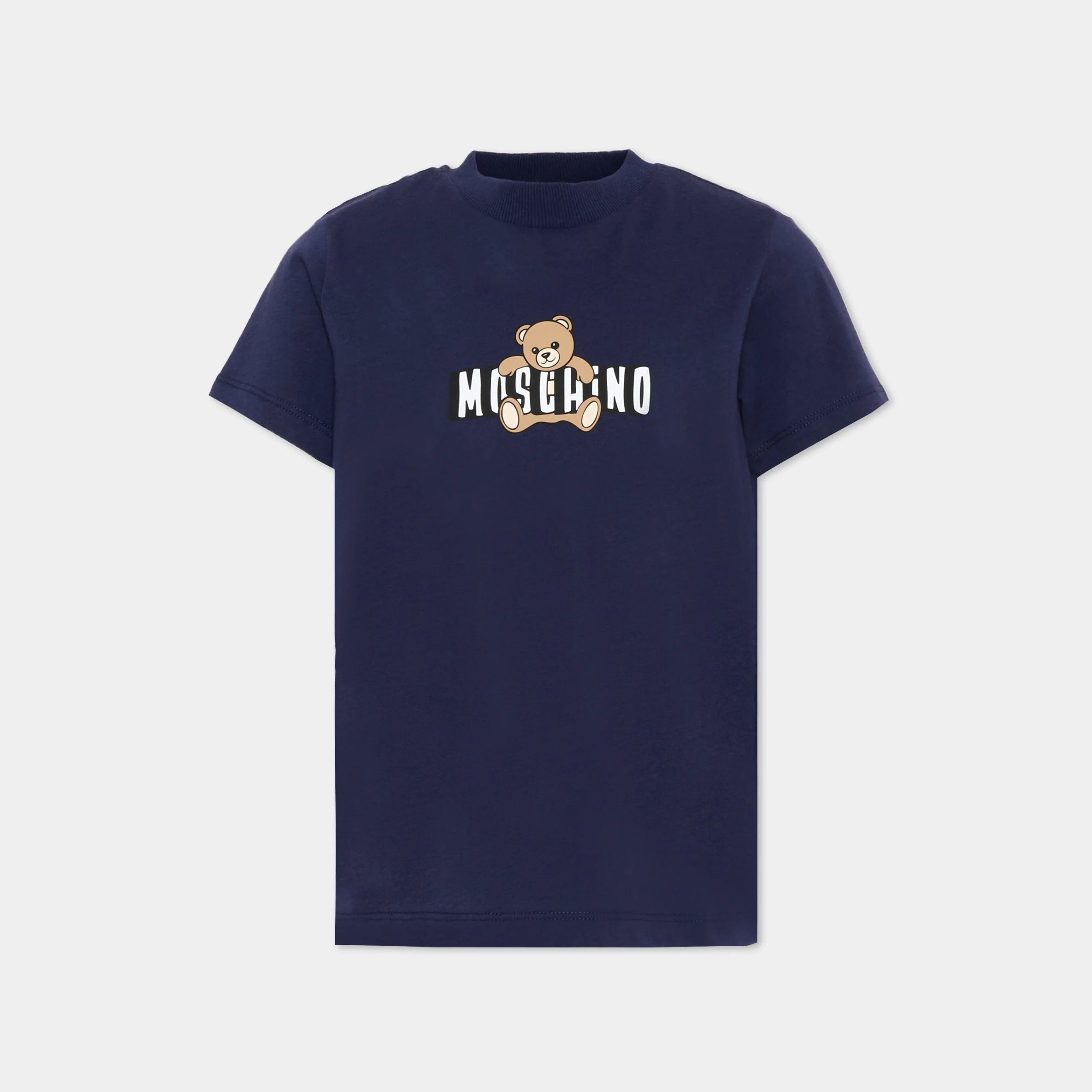 Boys & Girls Navy Teddy Bear Printed Cotton T-Shirt