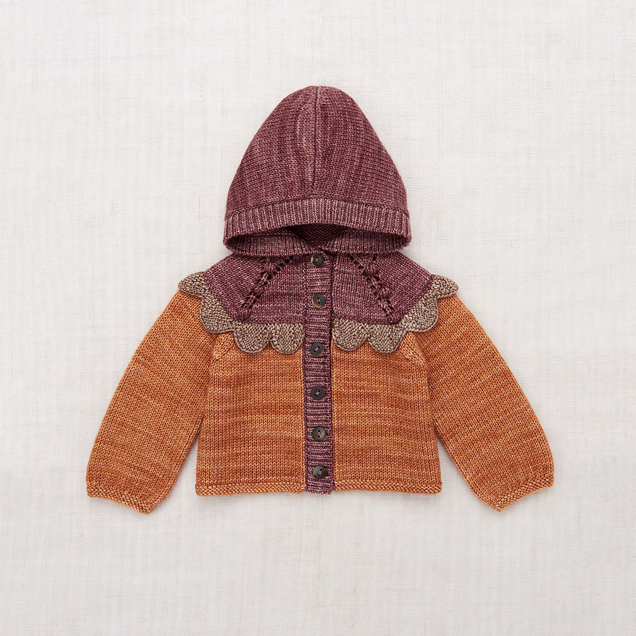 Baby Boys & Girls Rose Gold Hooded Wool Cardigan