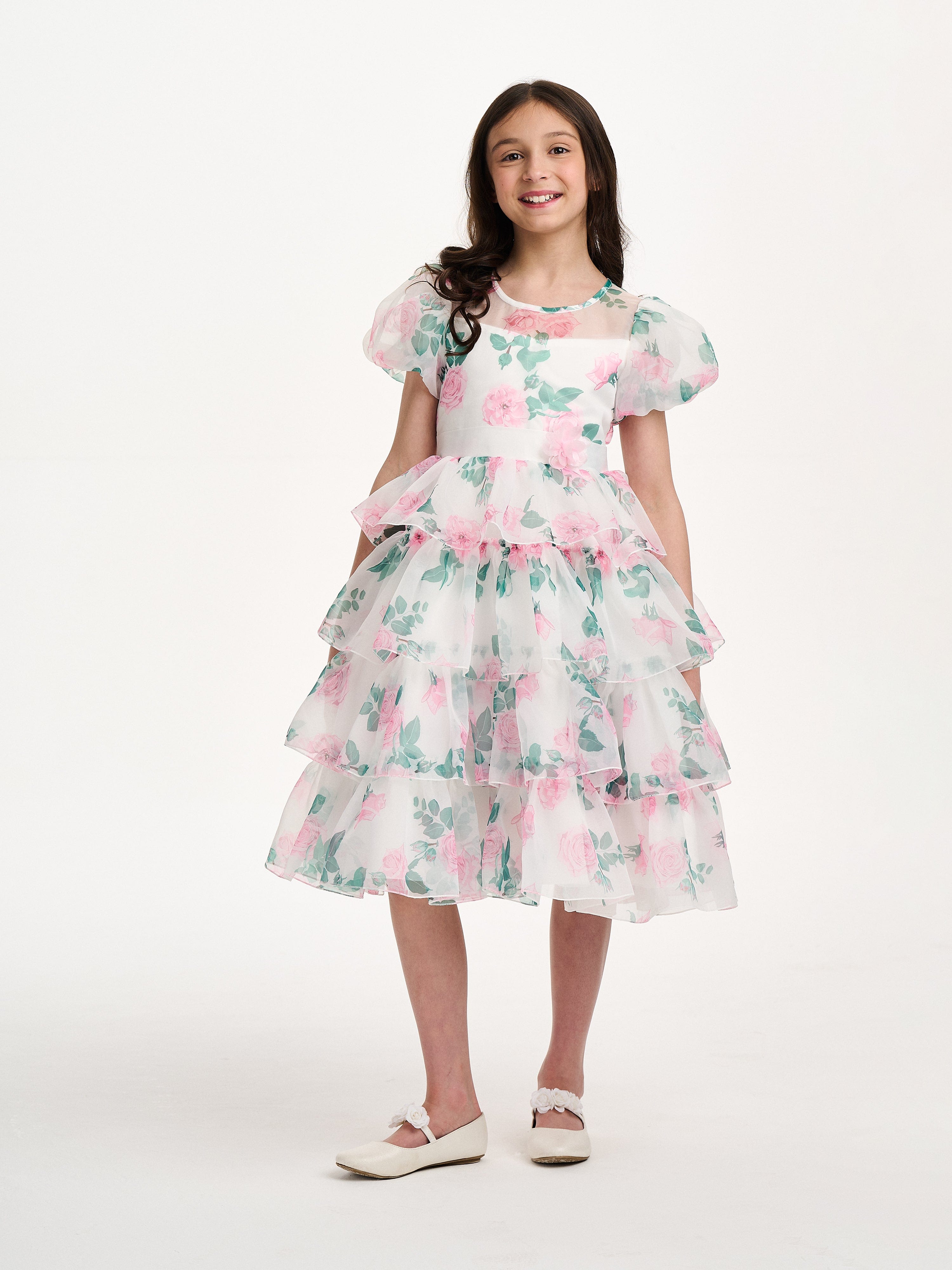 Girls Peony Princess Dress in White