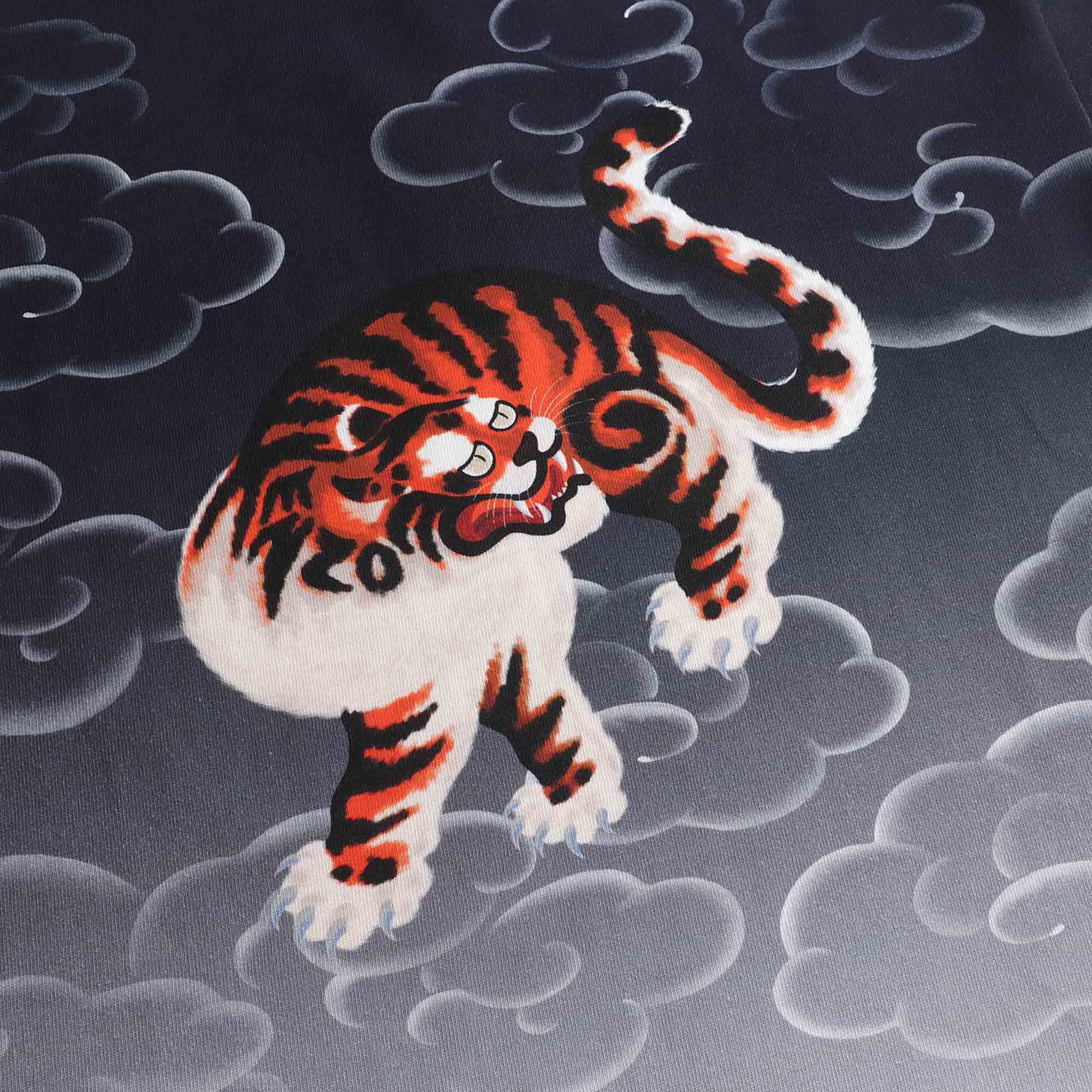 T-shirt en coton bleu foncé imprimé tigre pour garçons et filles