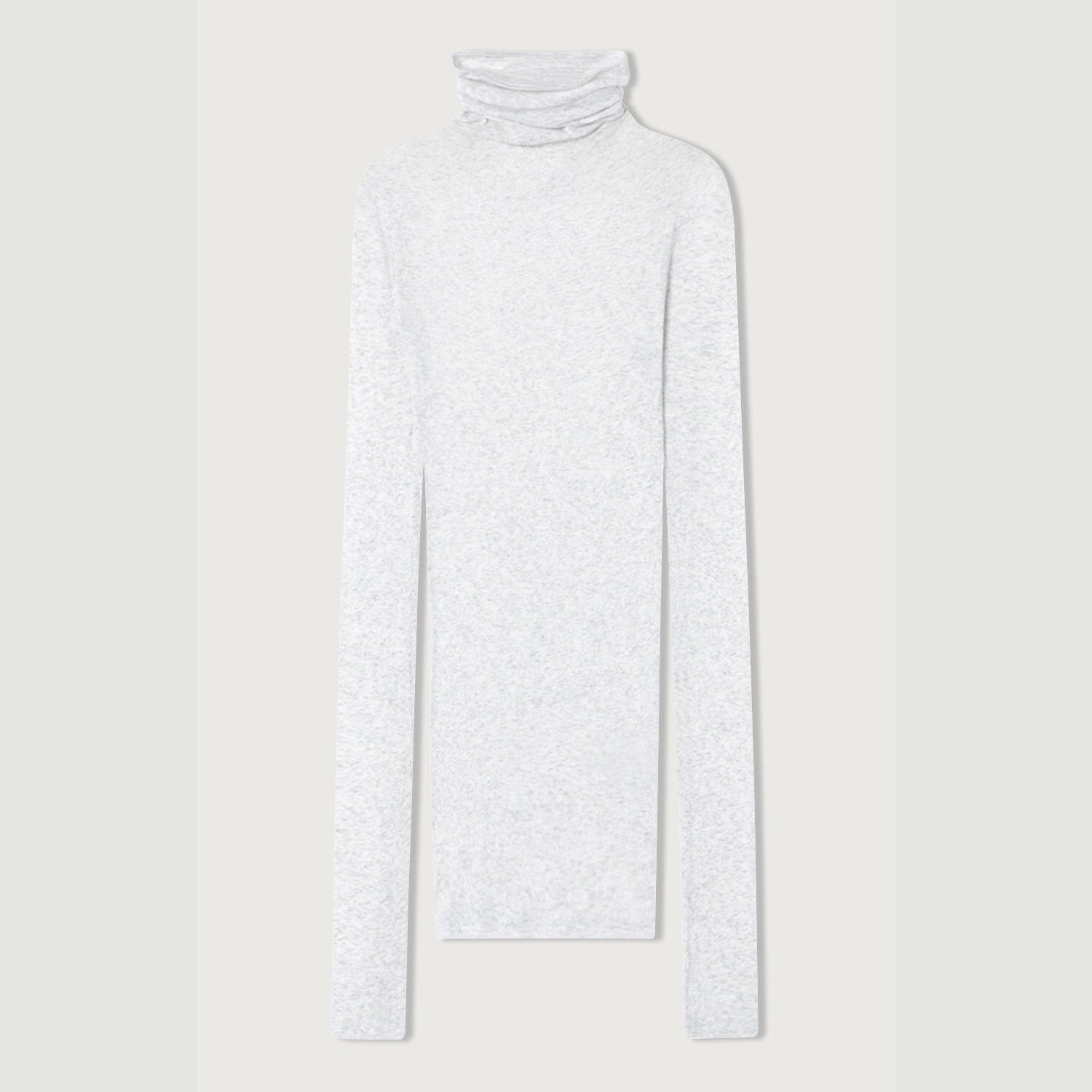 Women Light Grey Cotton High Neck T-Shirt