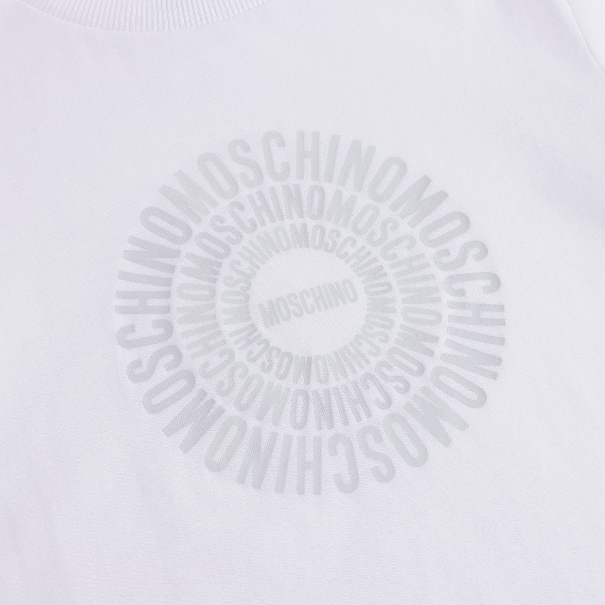 T-shirt en coton blanc avec logo circulaire pour garçons et filles