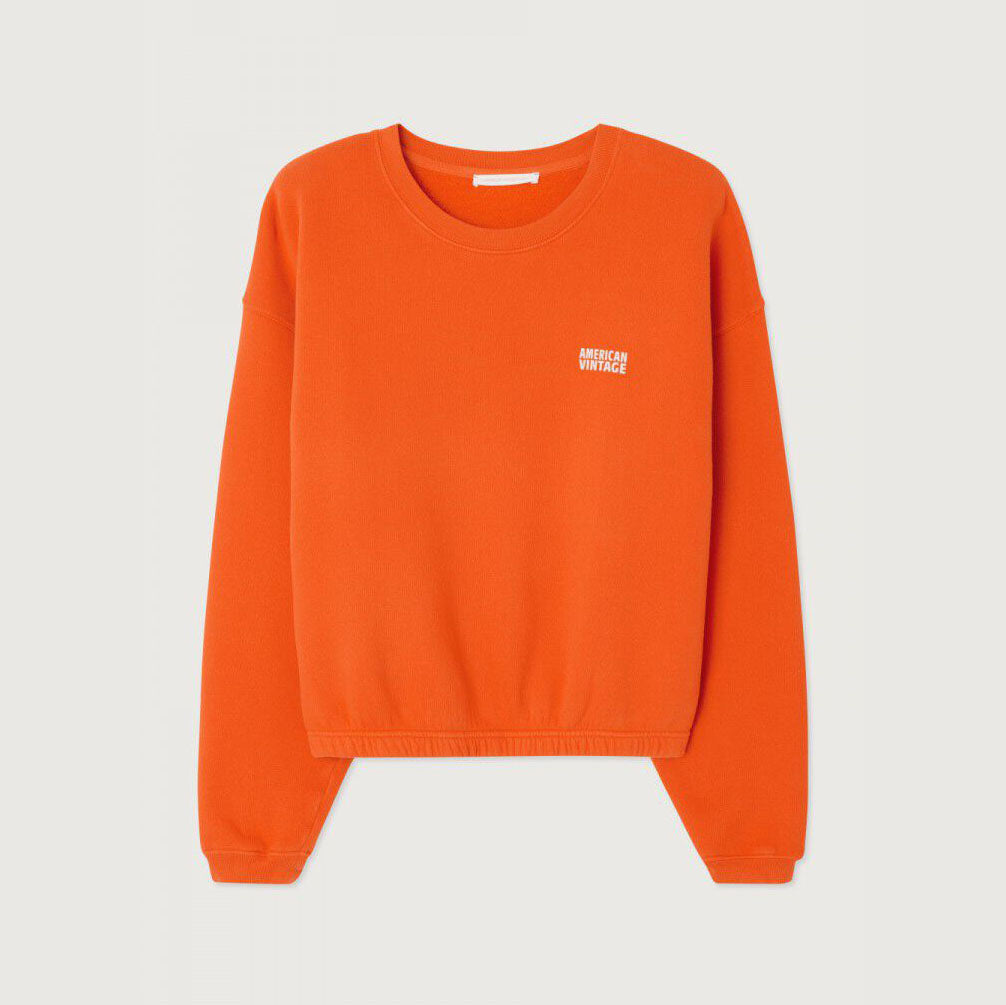 Women Orange Cotton Sweatshirt
