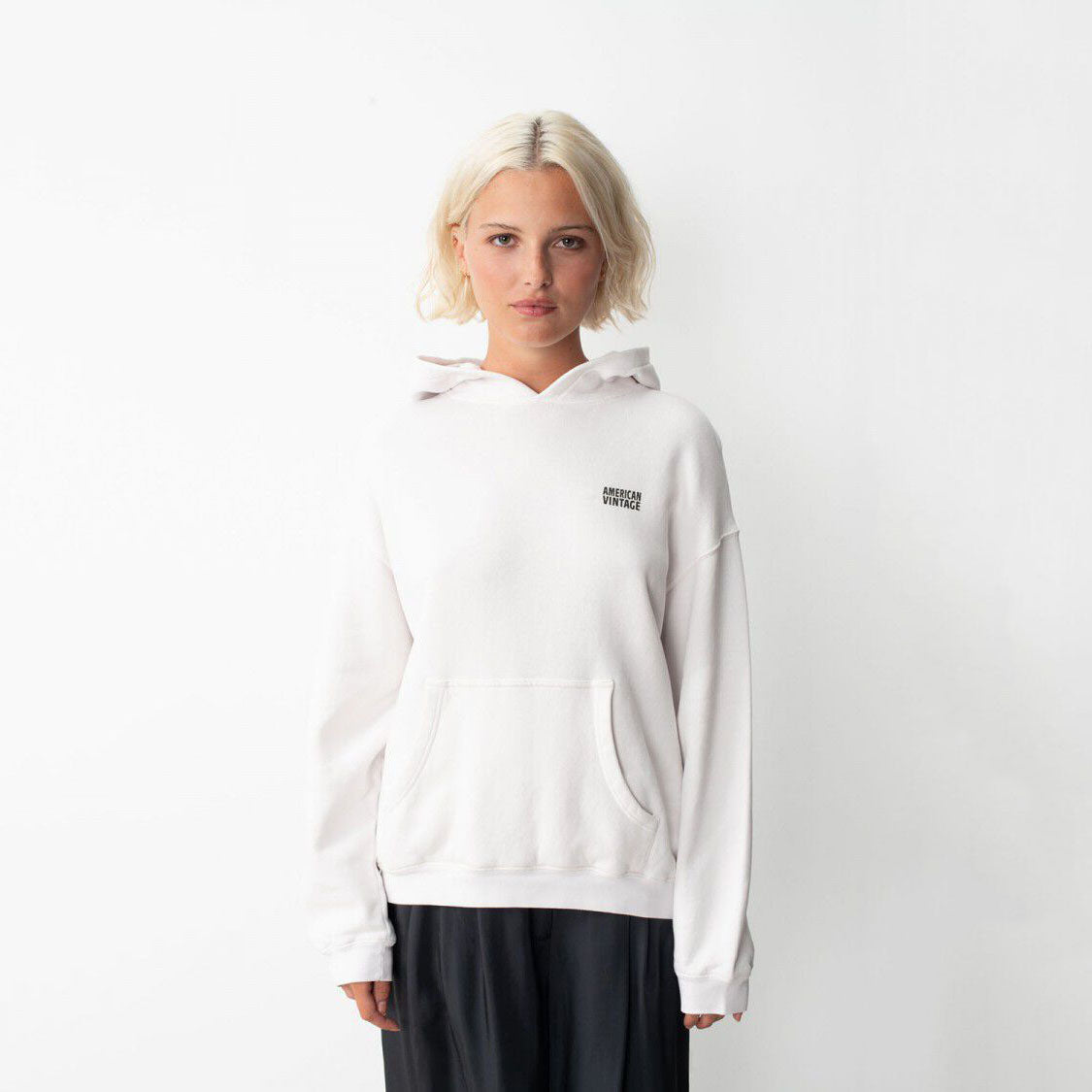 Women White Hooded Cotton Sweatshirt