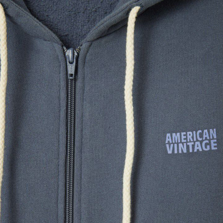 Women Gray Blue Hooded Cotton Top