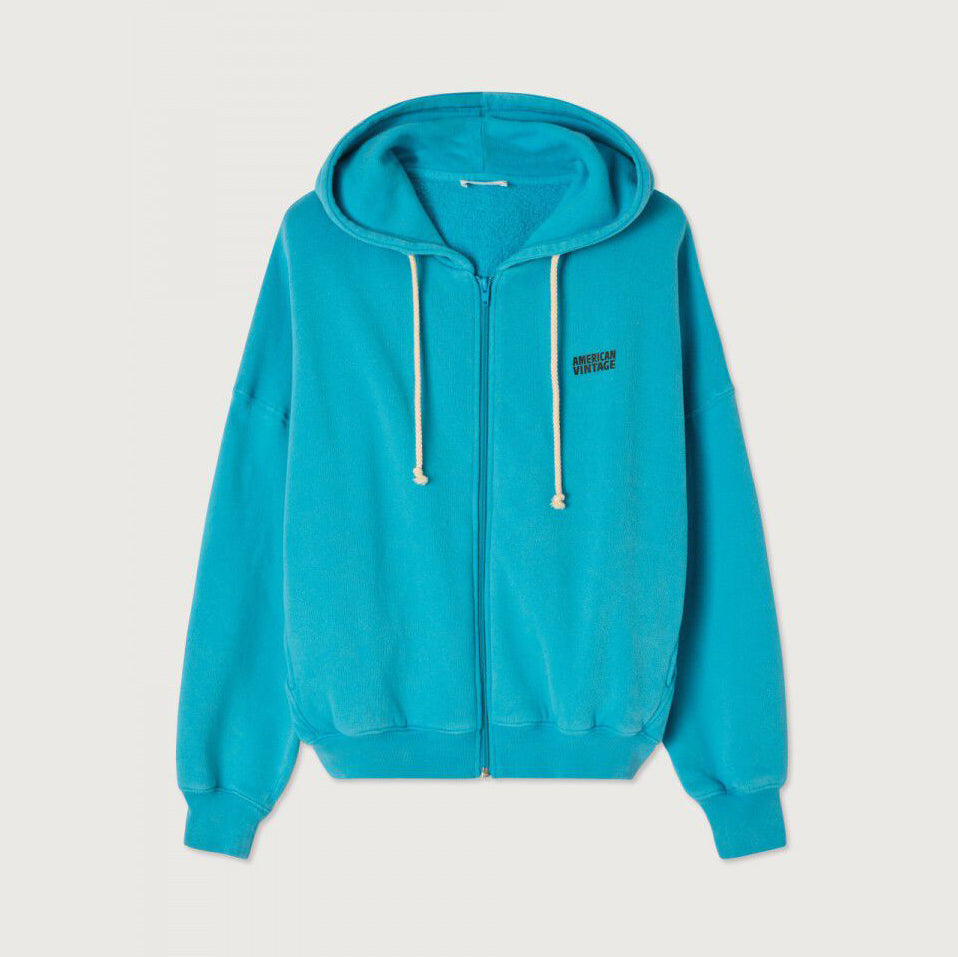Girls Blue Zip-Up Hooded Top