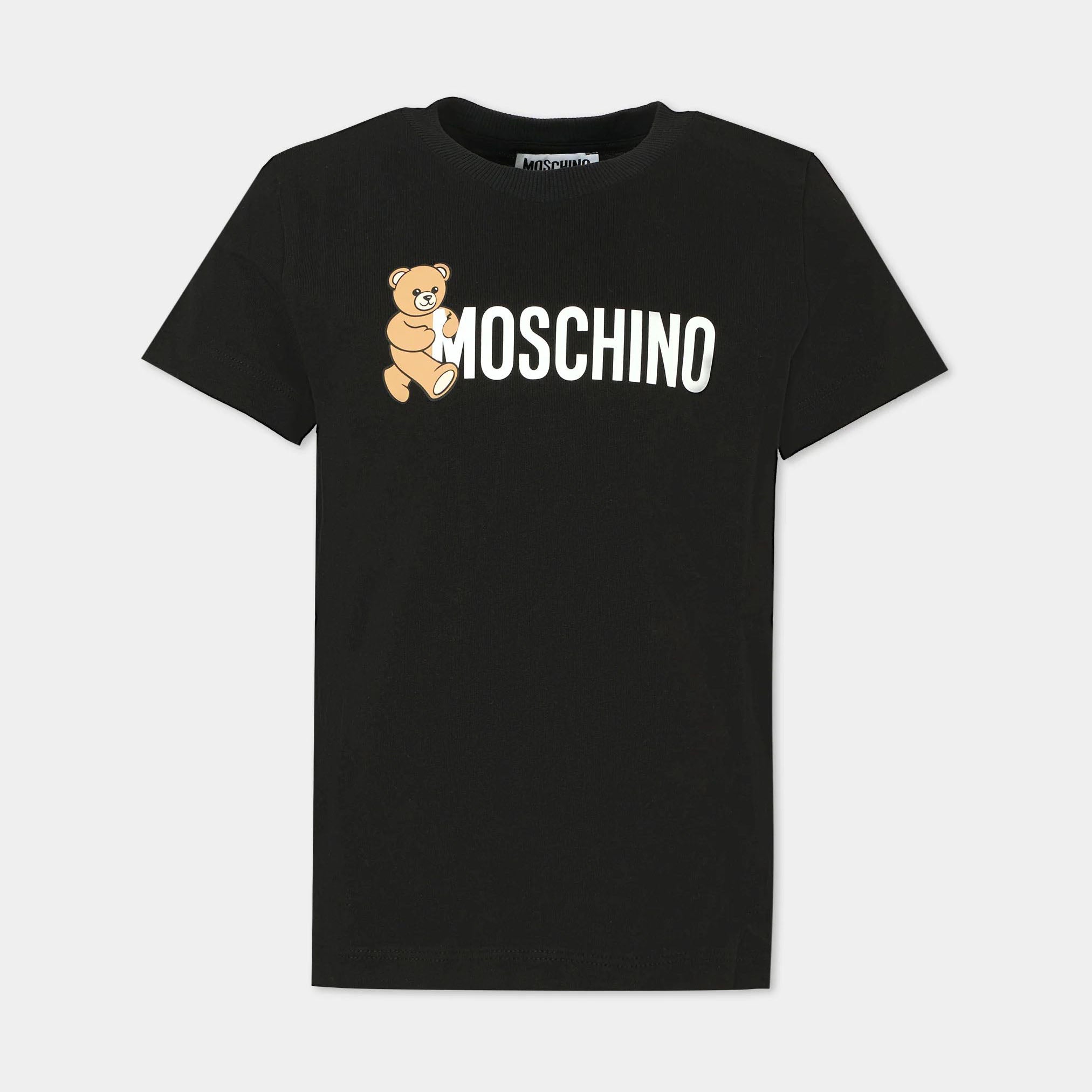 Boys & Girls Black Printed Cotton T-Shirt