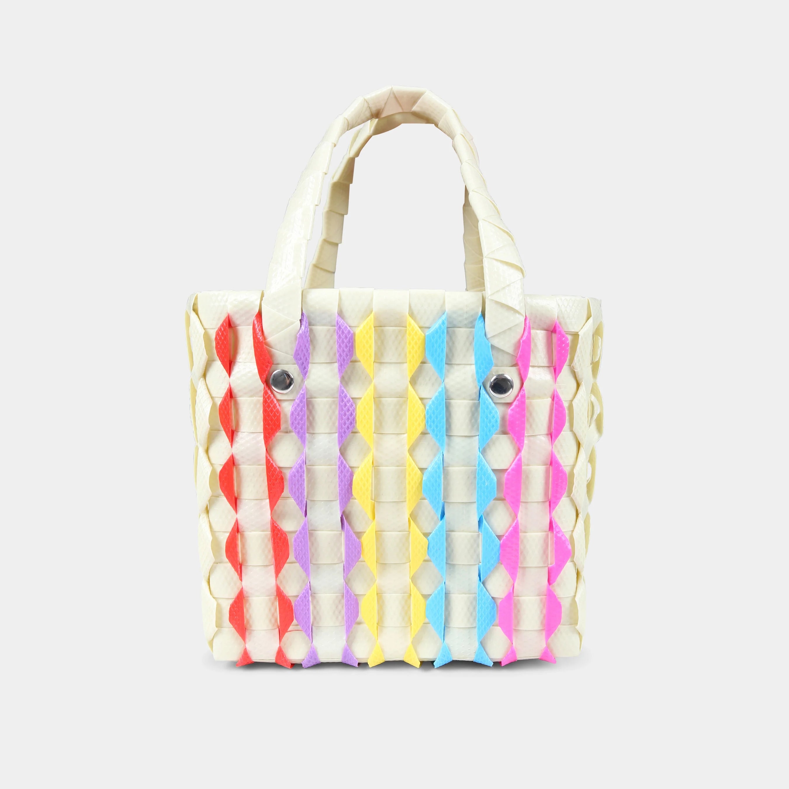 Girls Ivory Woven Handbag(宽x高x深:14x14x9cm)