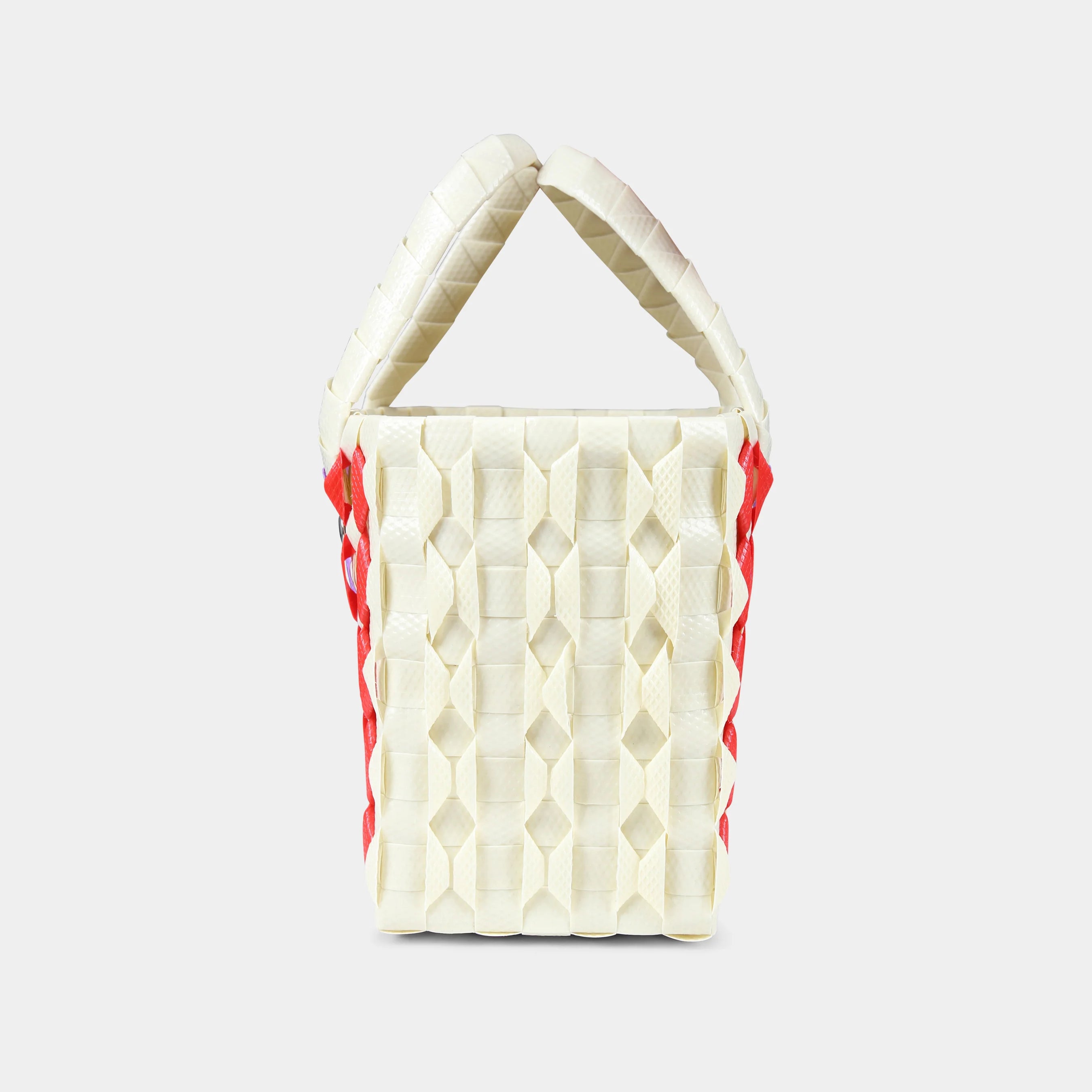 Sac à main tissé ivoire pour filles (L x H x P : 14 x 14 x 9 cm)