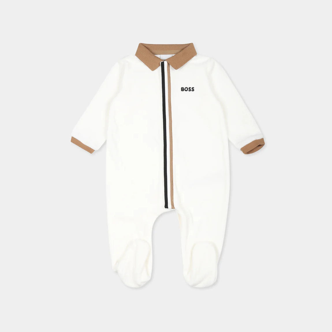 Baby Boys White Cotton Babysuit