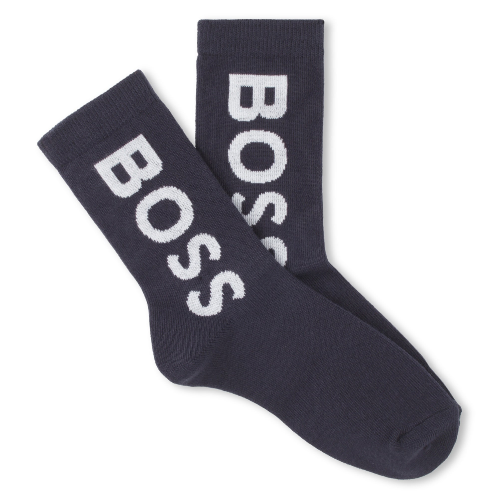 Boys Black Logo Cotton Socks Set(2 Pack)